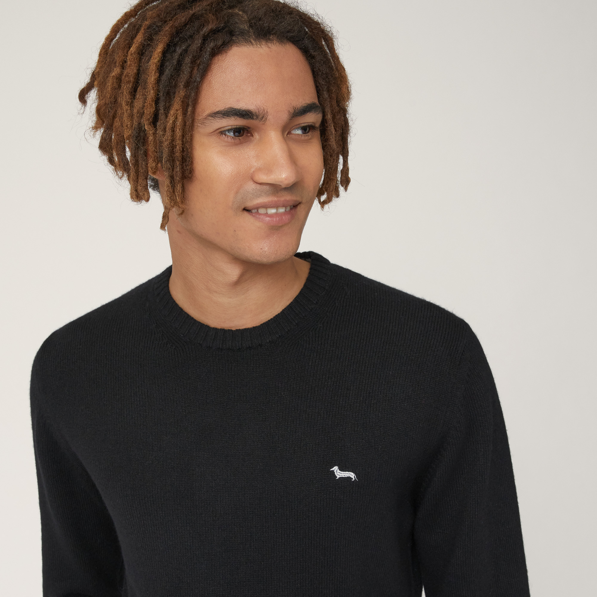 Wool-Blend Crew-Neck Pullover, Black , large image number 2