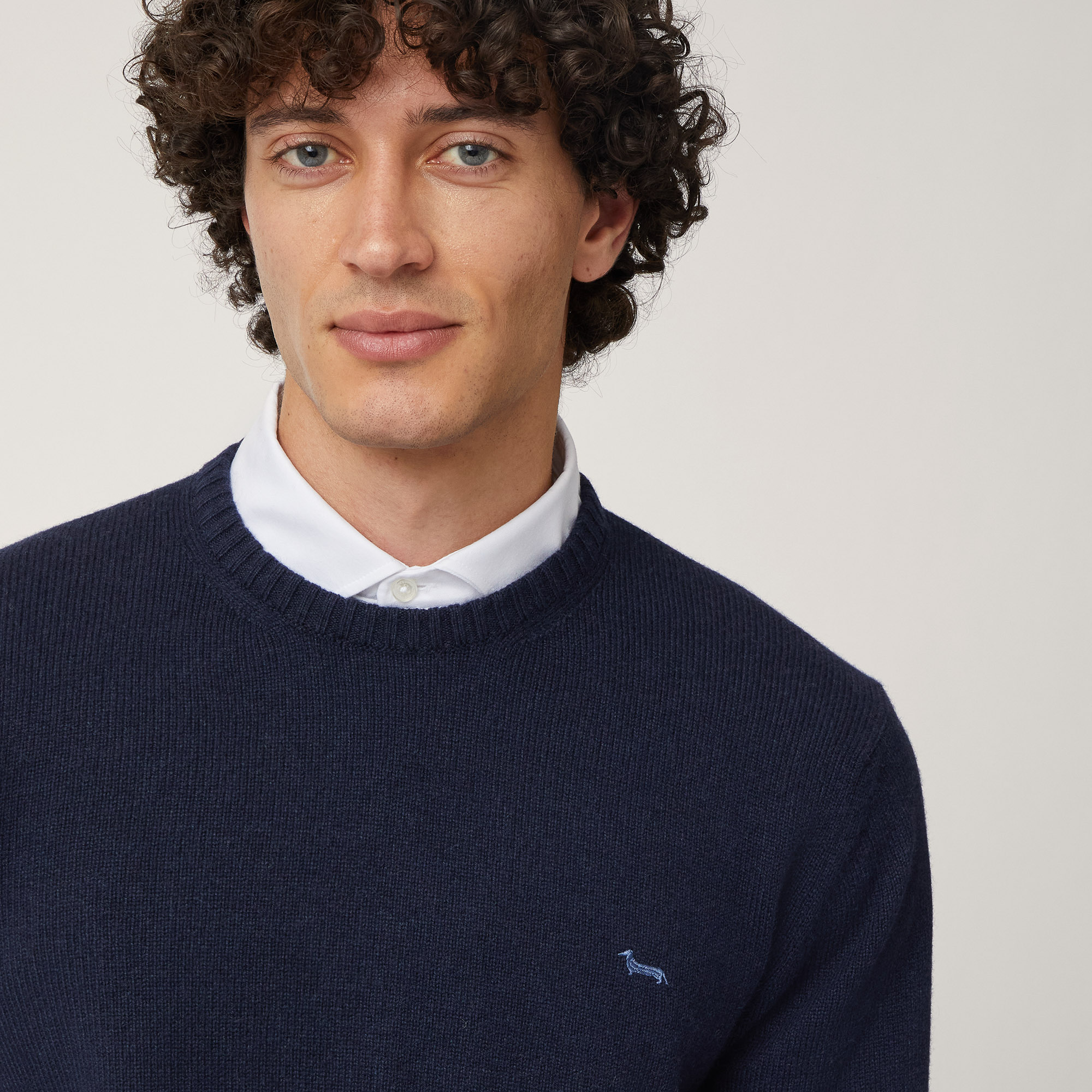 Wool-Blend Crew-Neck Pullover, Blue, large image number 2