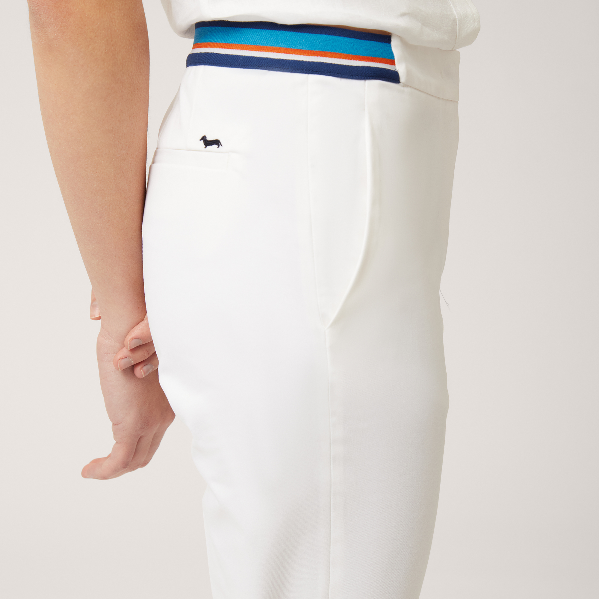 Pants with Striped Waist, White, large image number 2