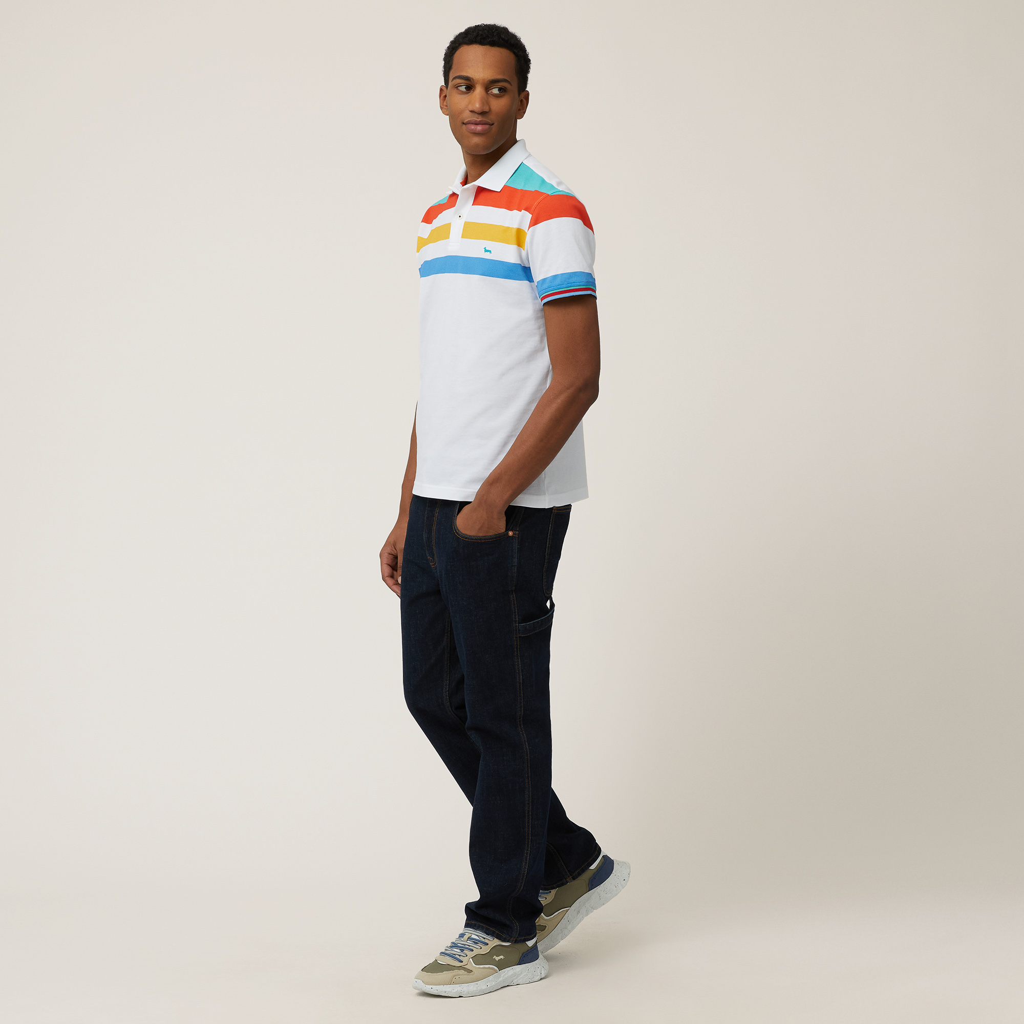 Striped Print Cotton Polo