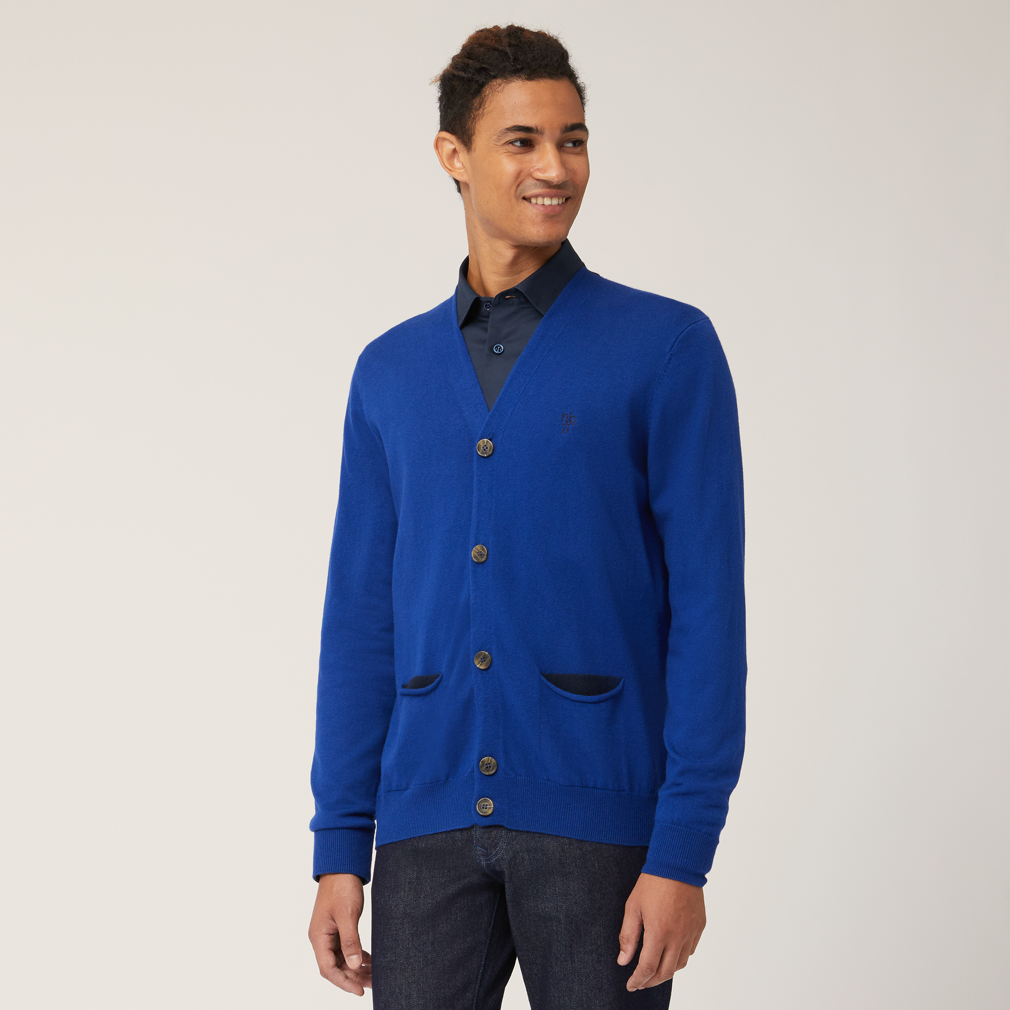 Maglia Morbida Stile Cardigan, Blu, large image number 0