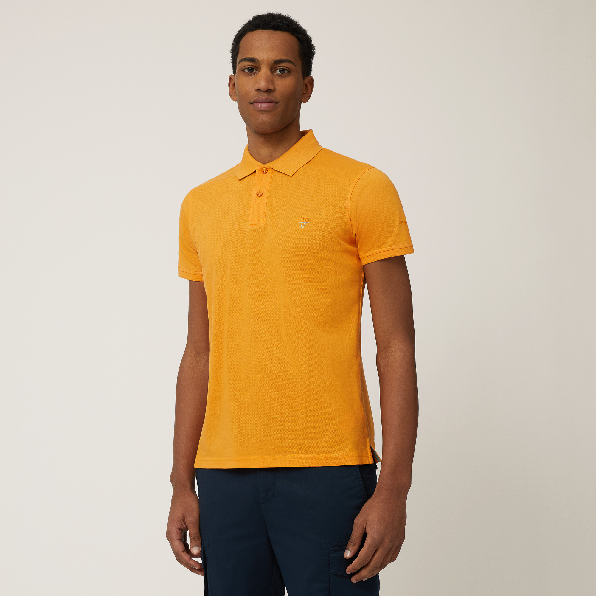 Narrow-Fit Cotton Polo, Orange, large