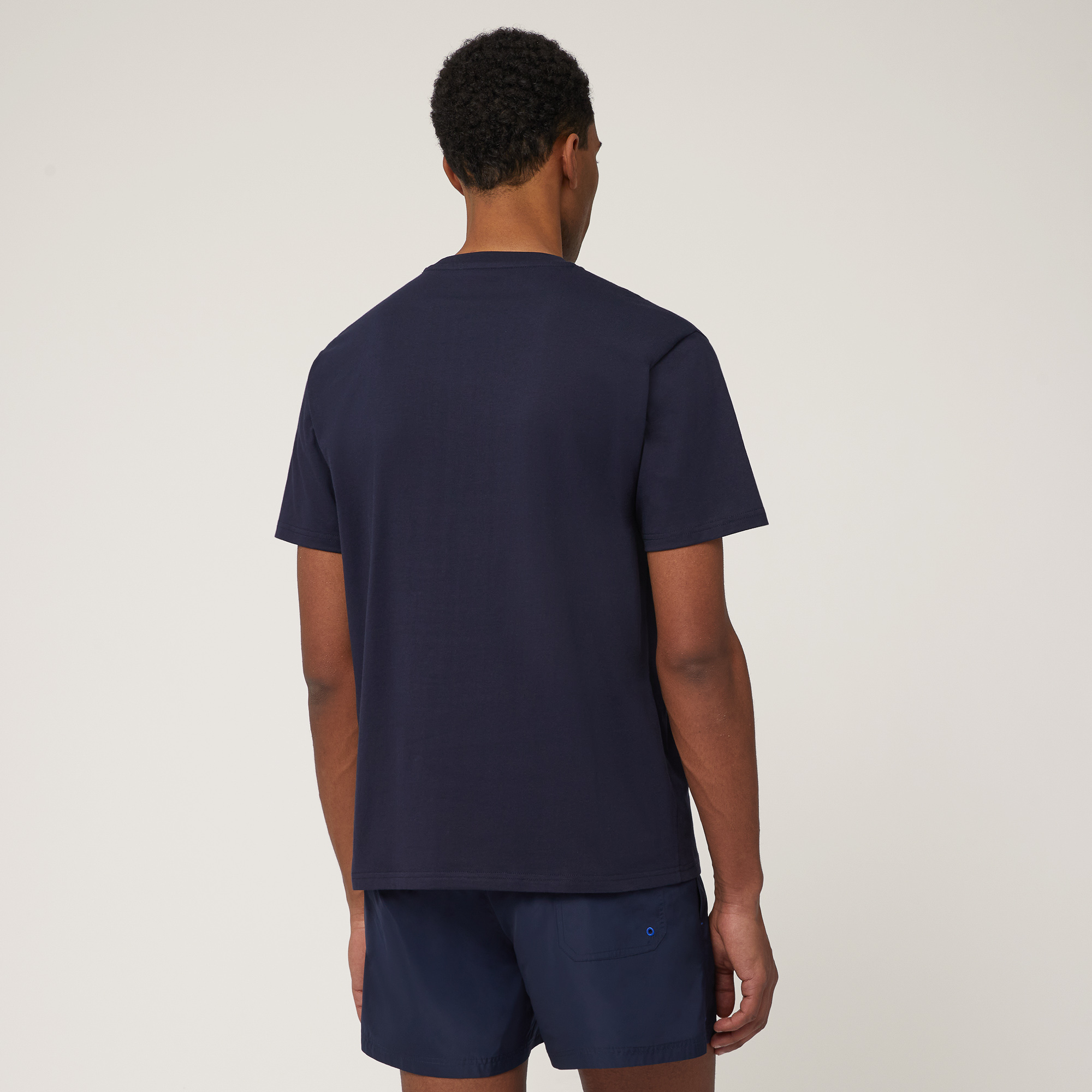 T-Shirt Relaxed Fit In Cotone, Blu Navy, large image number 1