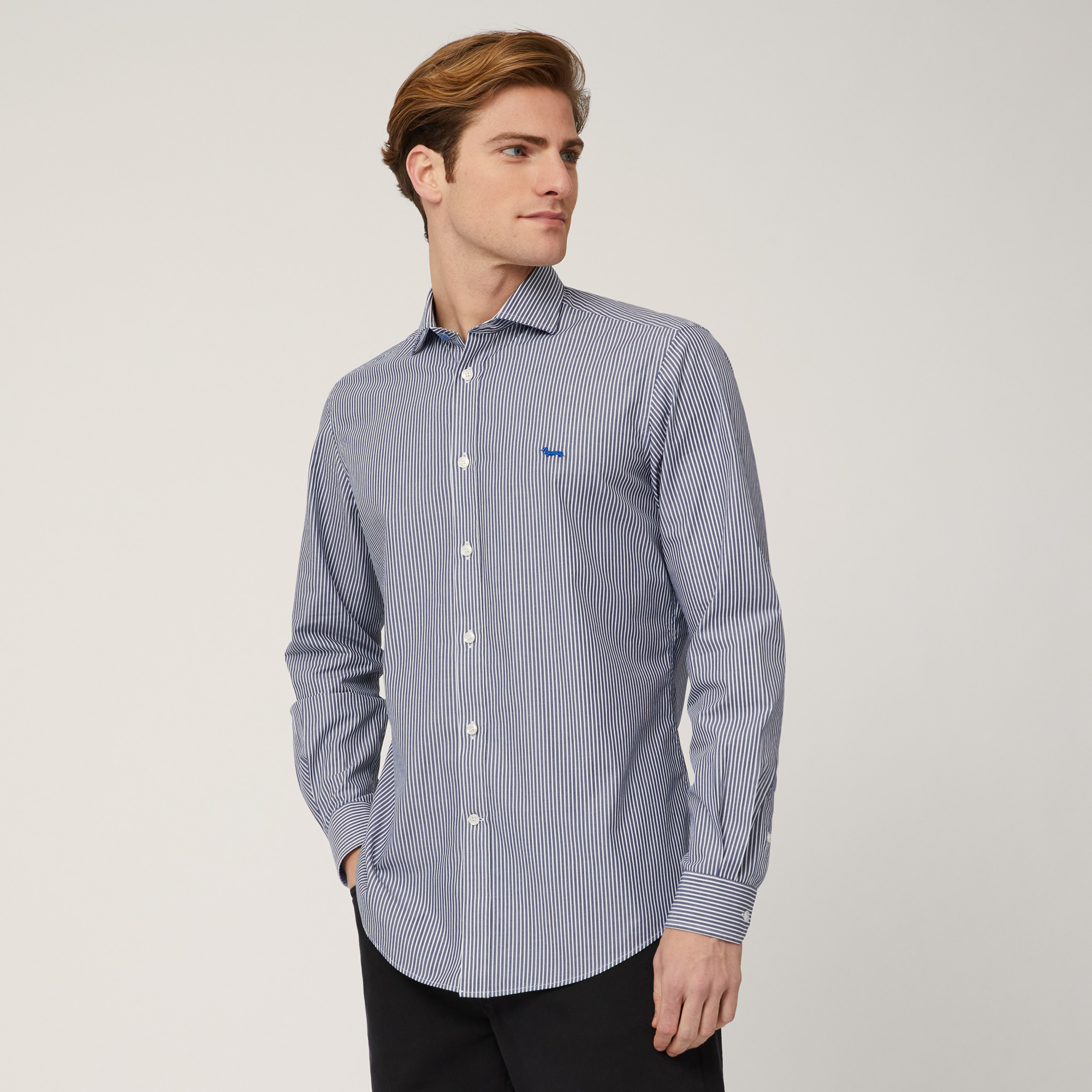 Striped Narrow Shirt, Blue , large image number 0