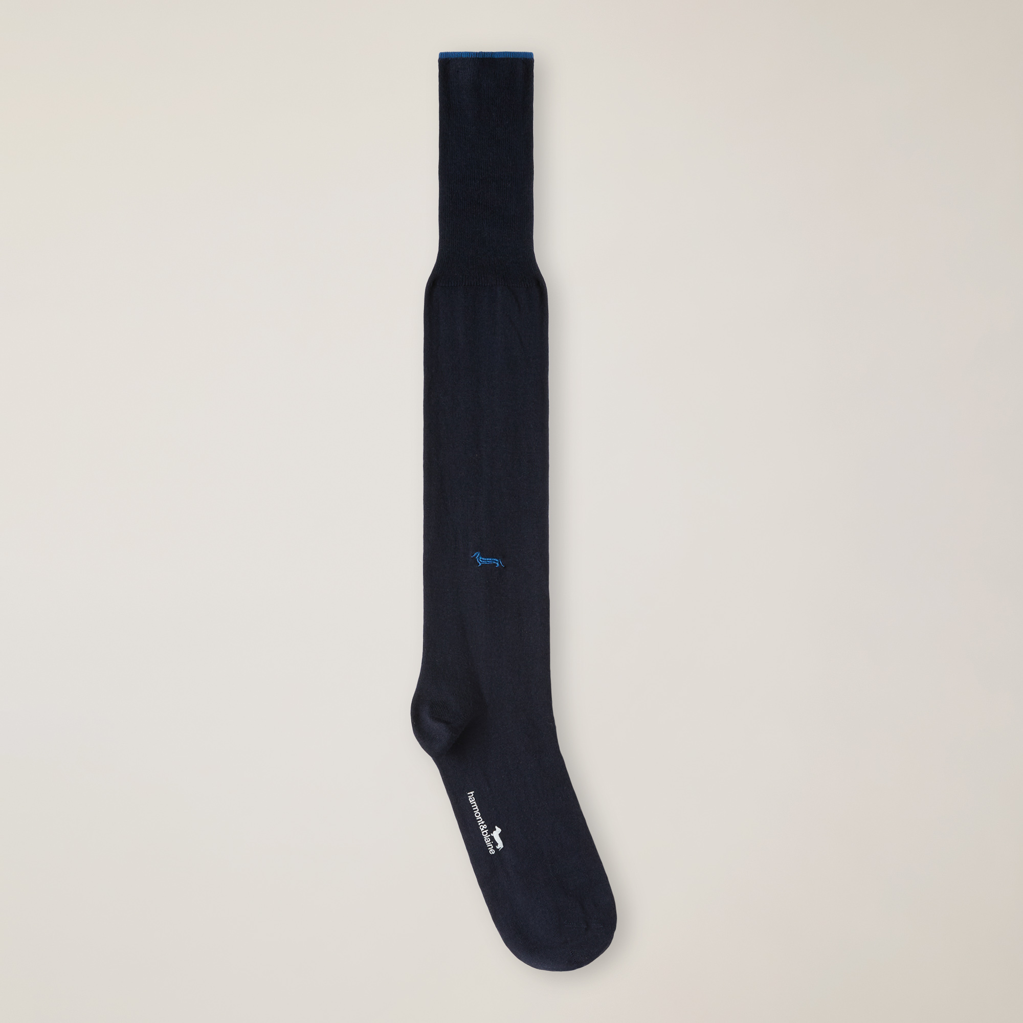 Cotton and Cashmere Long Socks, Blu, large