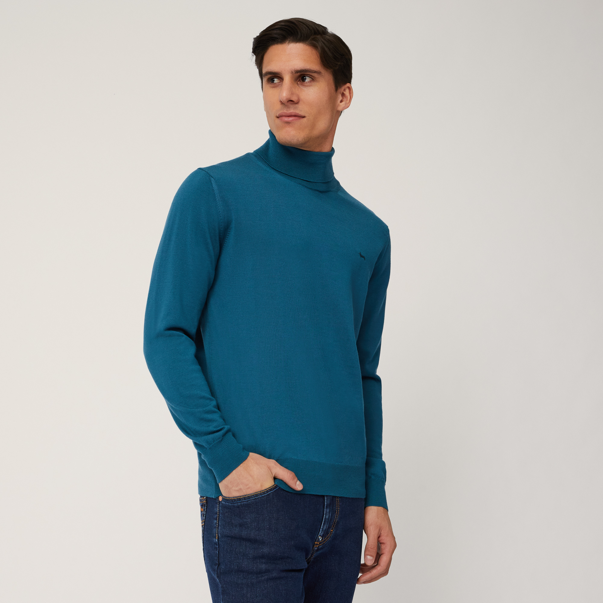 Merino Wool Turtleneck, Blu, large image number 0