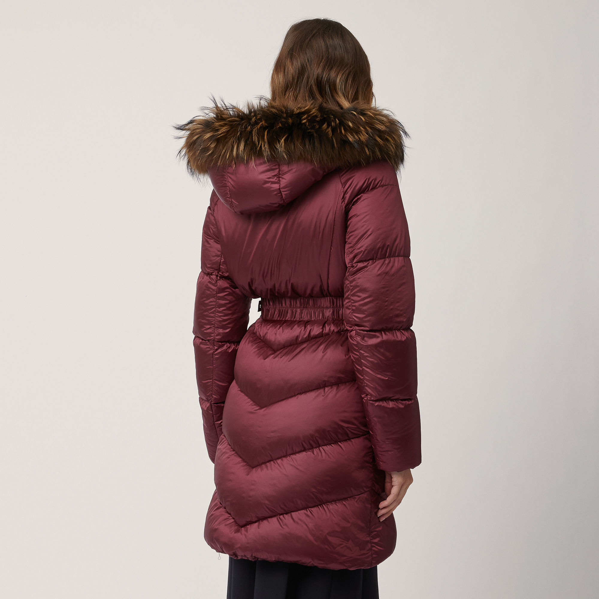 Long Jacket With Belt, Burgundy, large image number 1