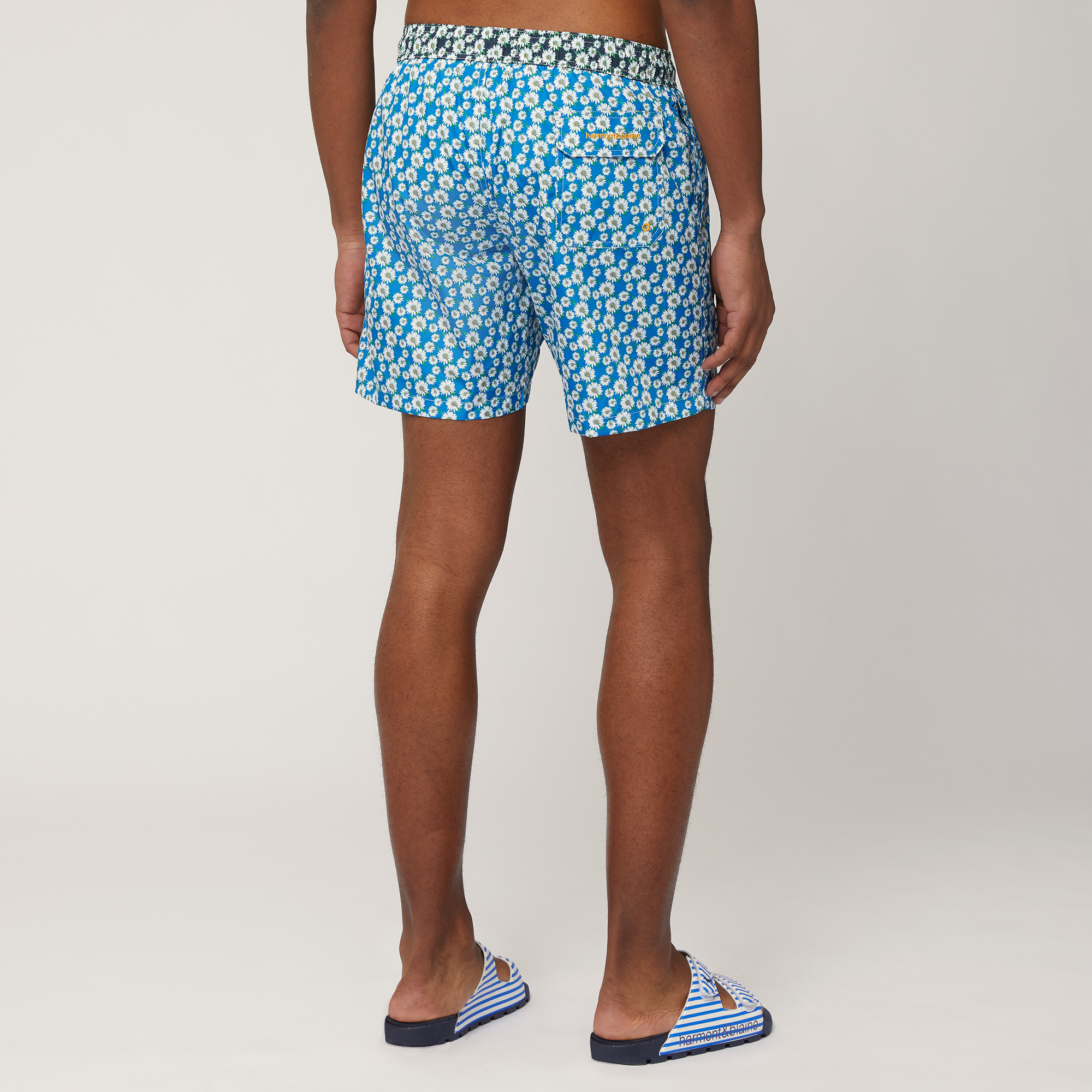 Swim Trunks with Daisies, Light Blue, large image number 1