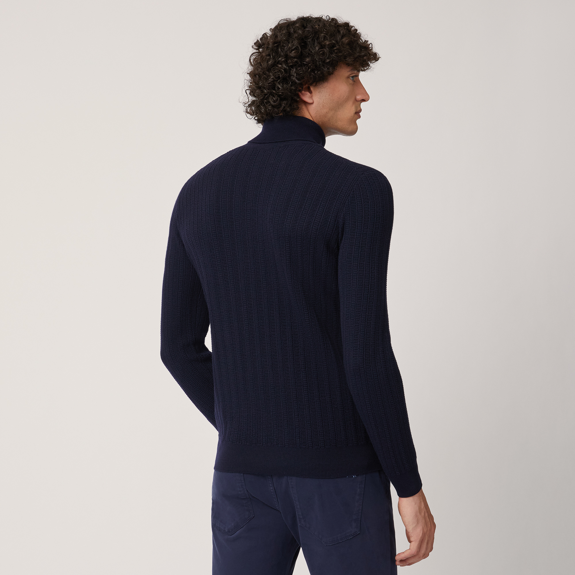 Turtleneck with 3D Workmanship, Blu, large image number 1