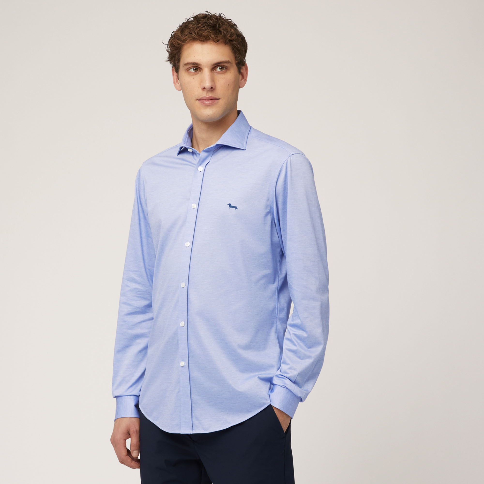 Camicia In Cotone Con Orlo Stondato, Blu, large image number 0