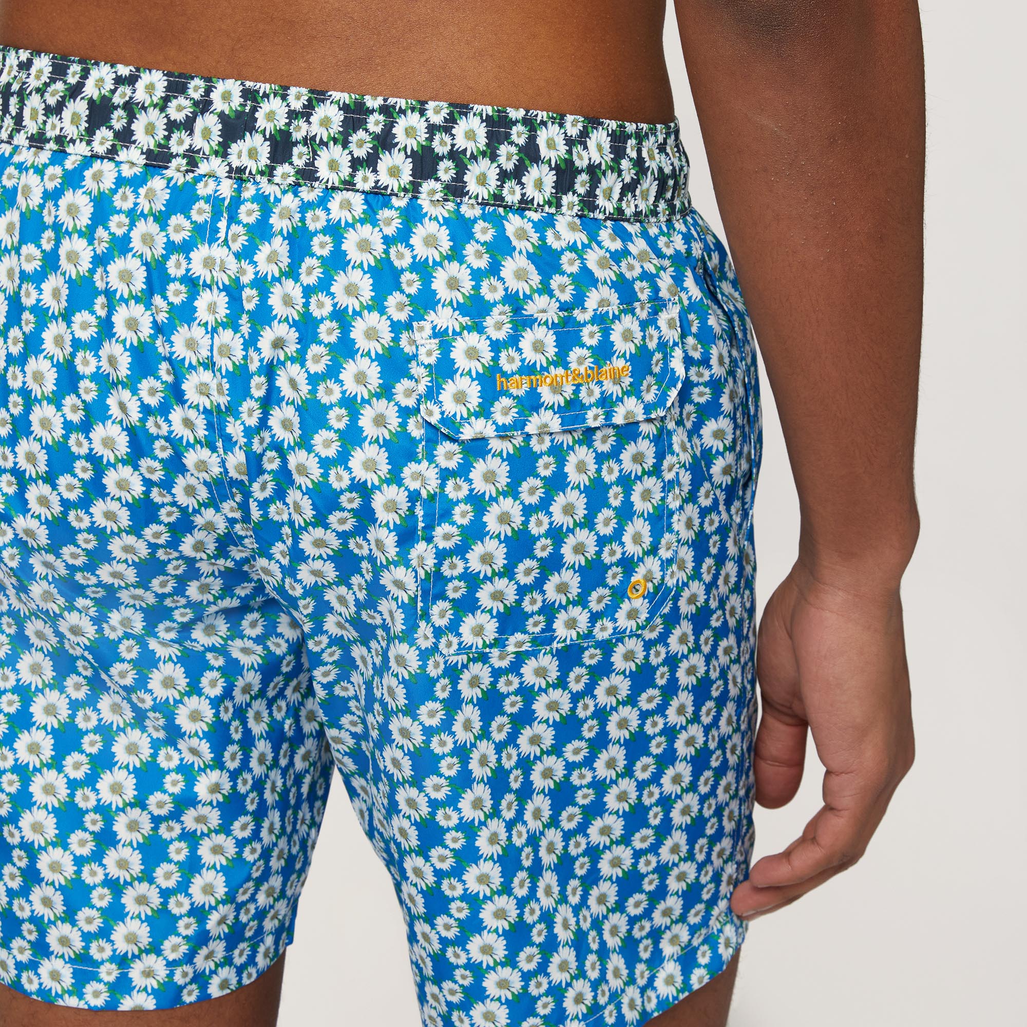 Swim Trunks with Daisies, Light Blue, large image number 2