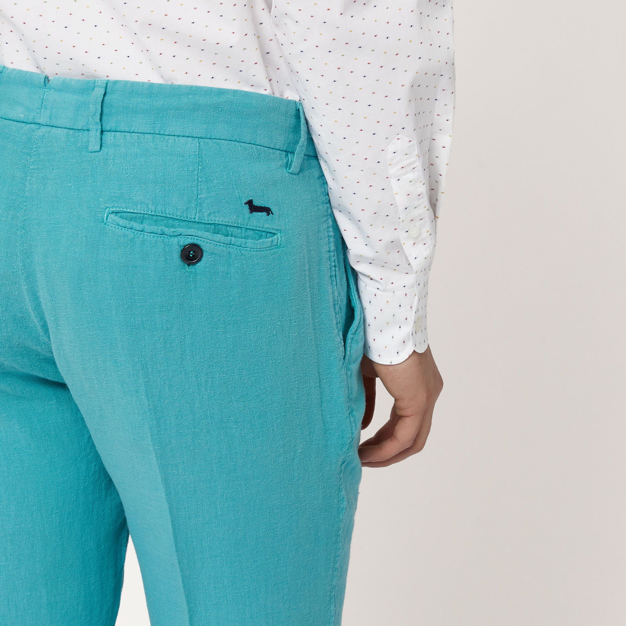 Linen Chino Pants, Turquoise, large image number 2