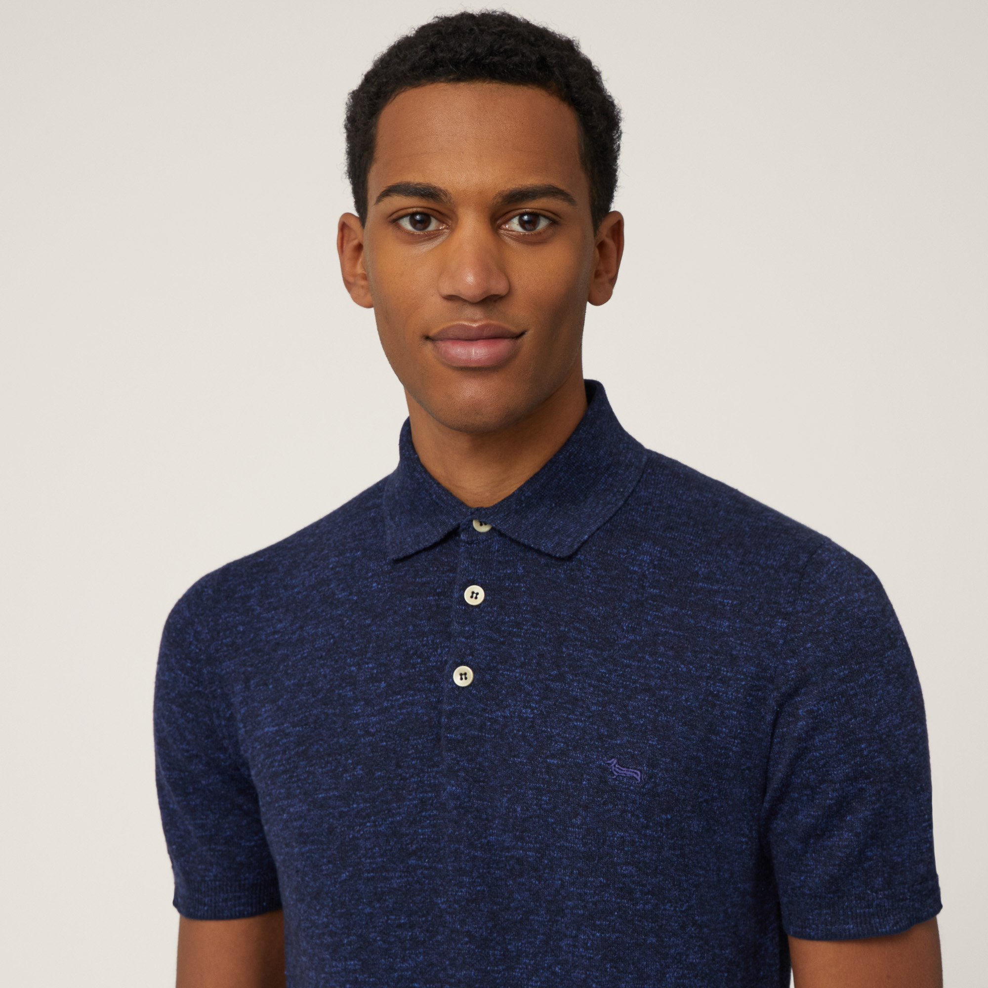 Polo In Tweed Fiammato, Navy Blue, large image number 2