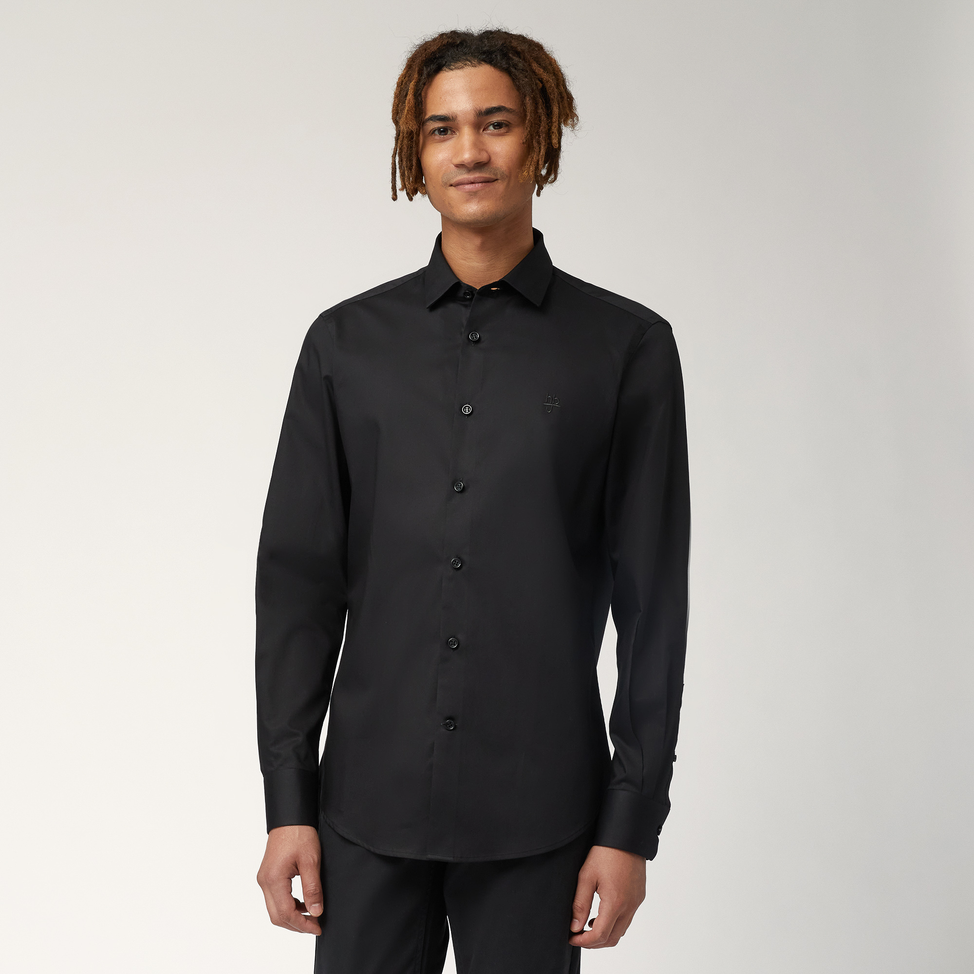 Solid Narrow-Fit Shirt, Black, large image number 0