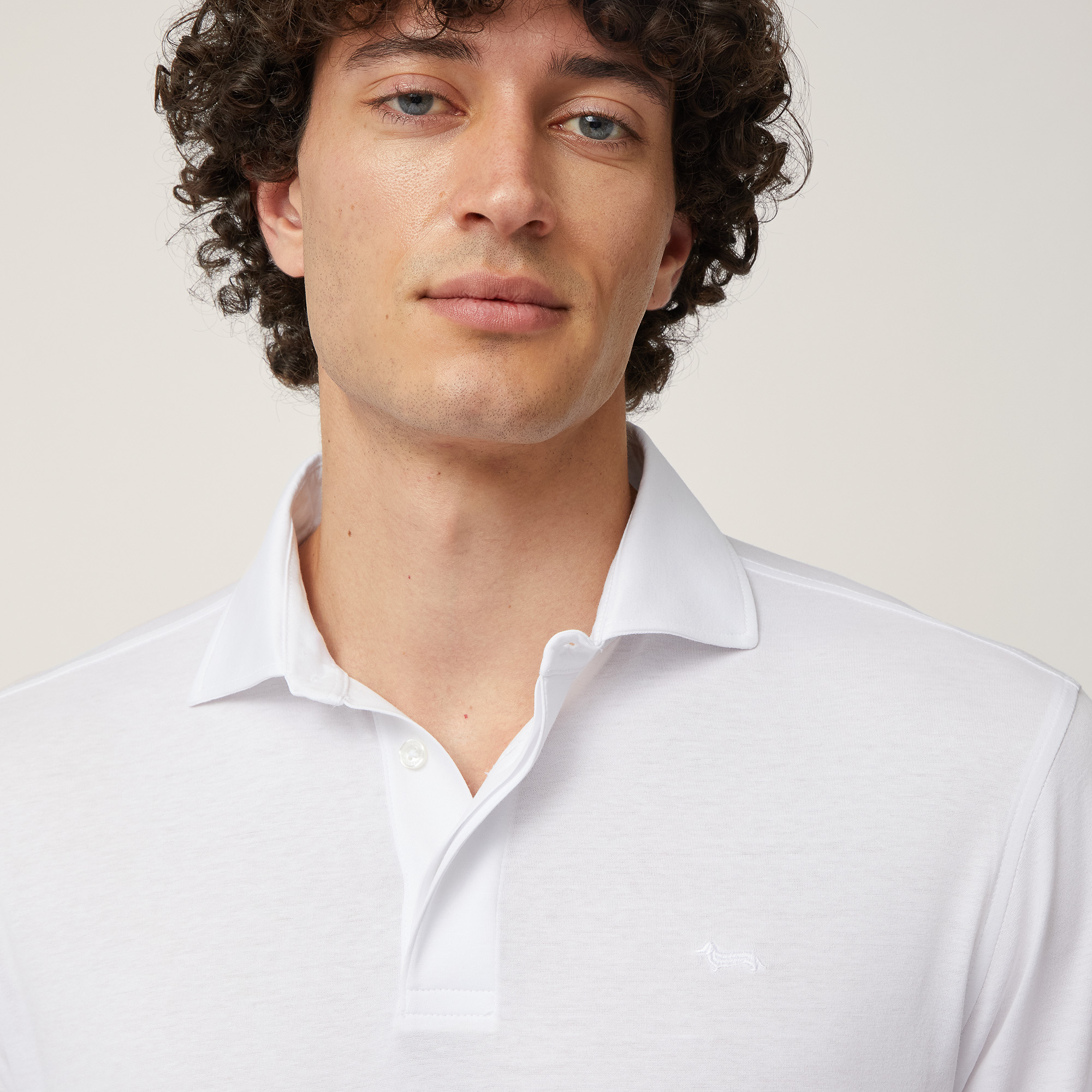 Long Sleeve Jersey Polo, Bianco, large image number 2