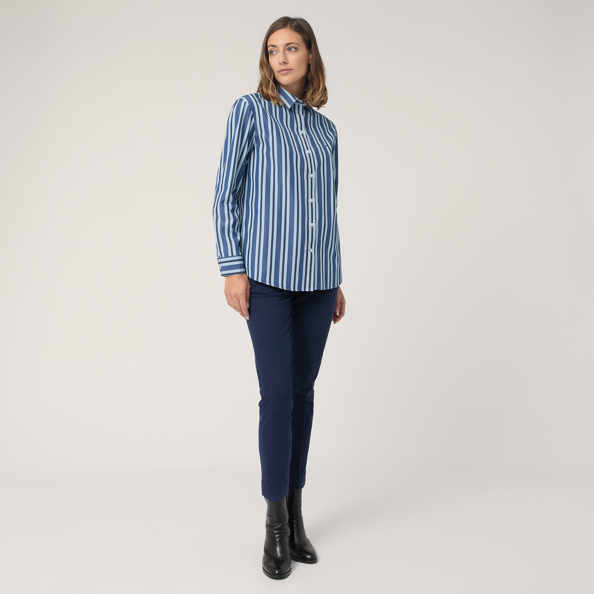 Striped Loose-Fit Shirt, Blu, large image number 3