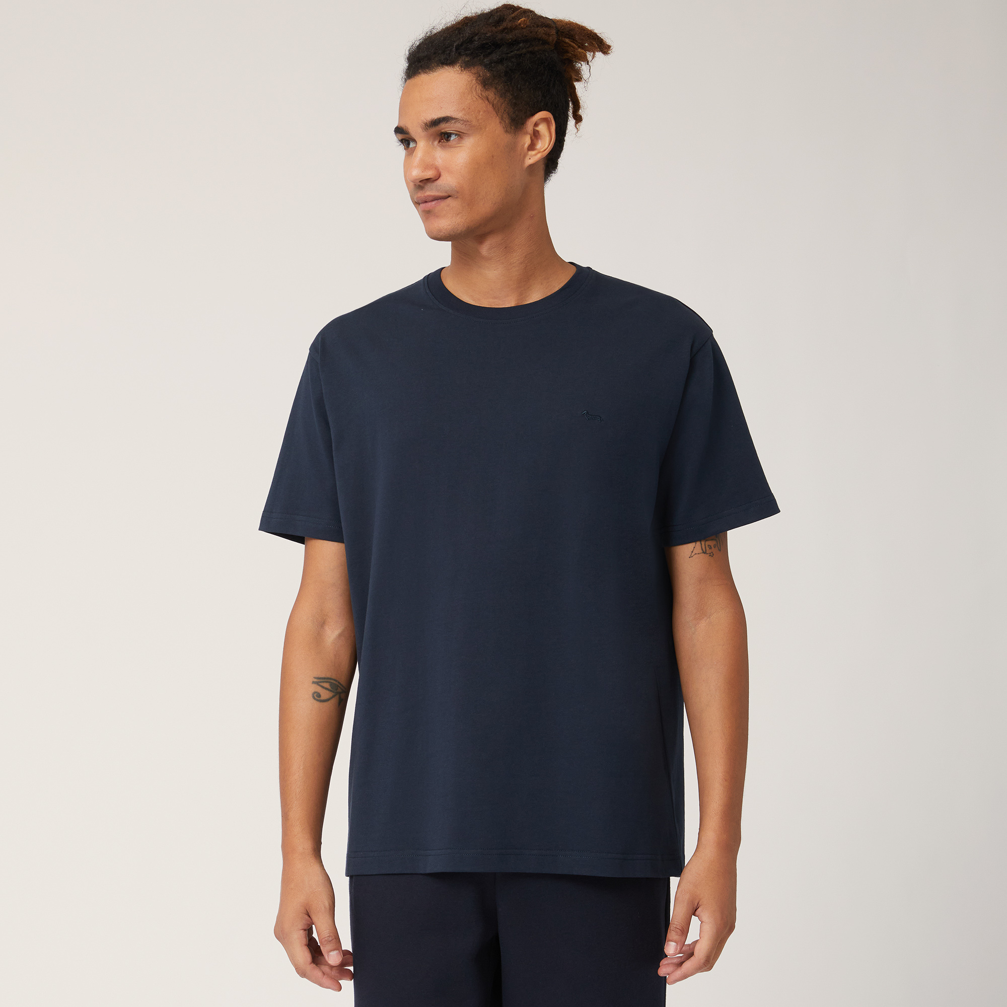 Relaxed Fit T-Shirt with Logo, Blu, large