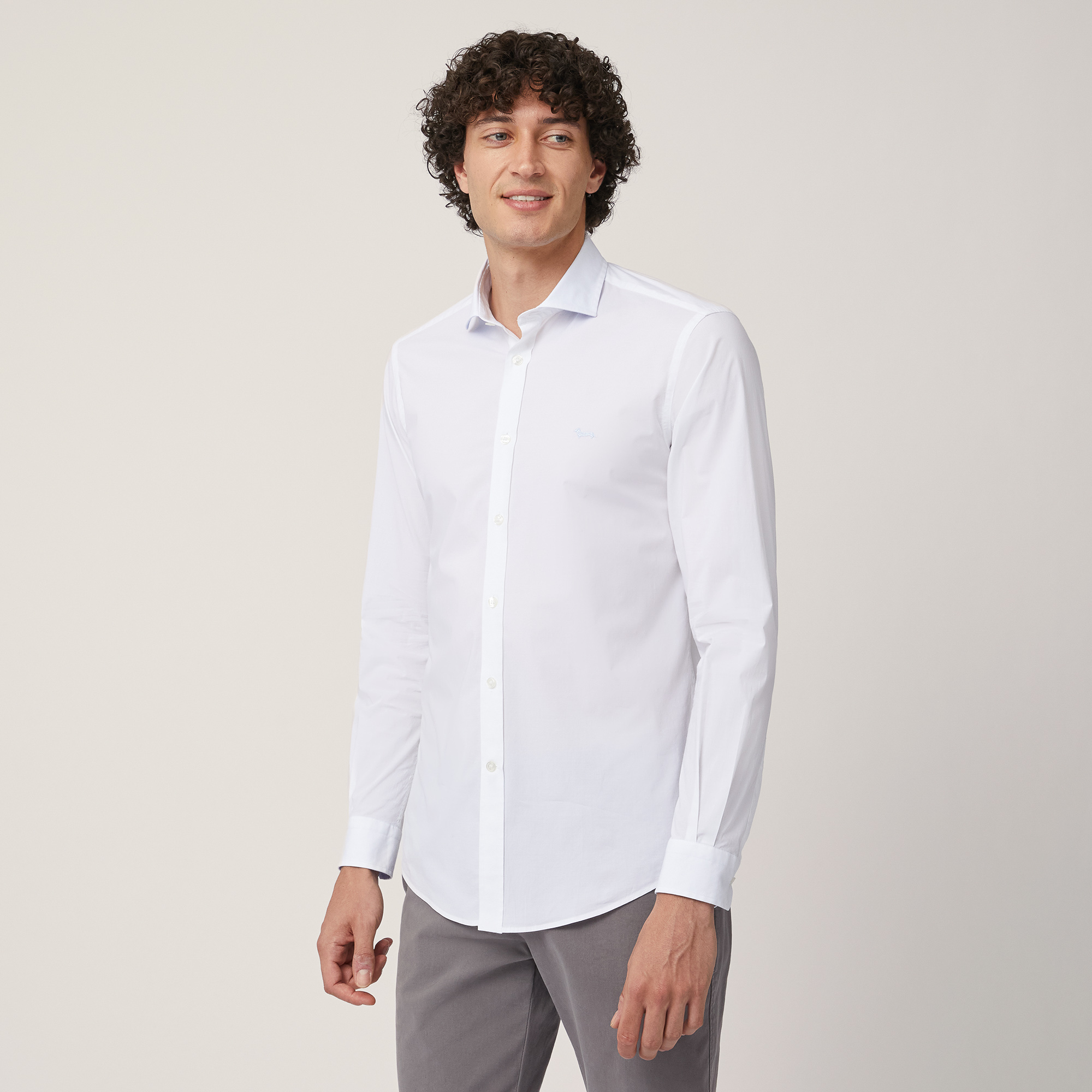 Stretch Cotton Shirt, White, large image number 0