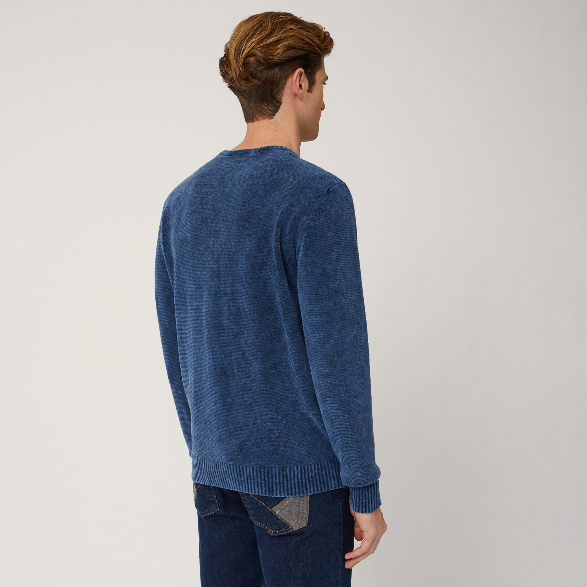 Chenille Crew-Neck Pullover, Blue , large image number 1