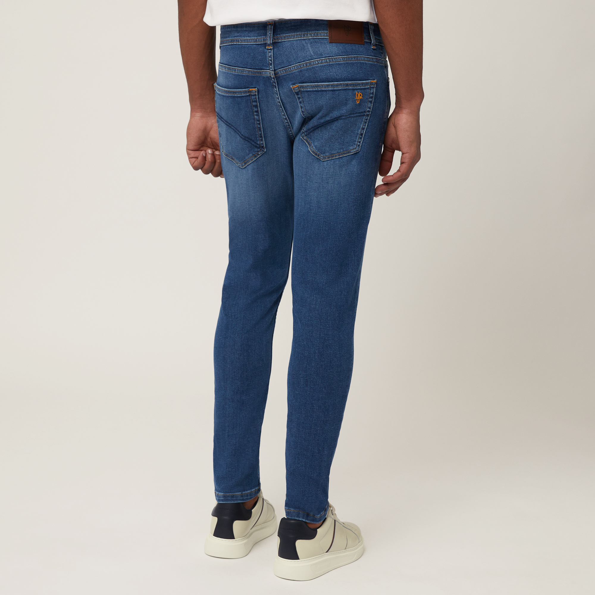 Narrow Five-Pocket Denim Pants, Denim Blue, large image number 1