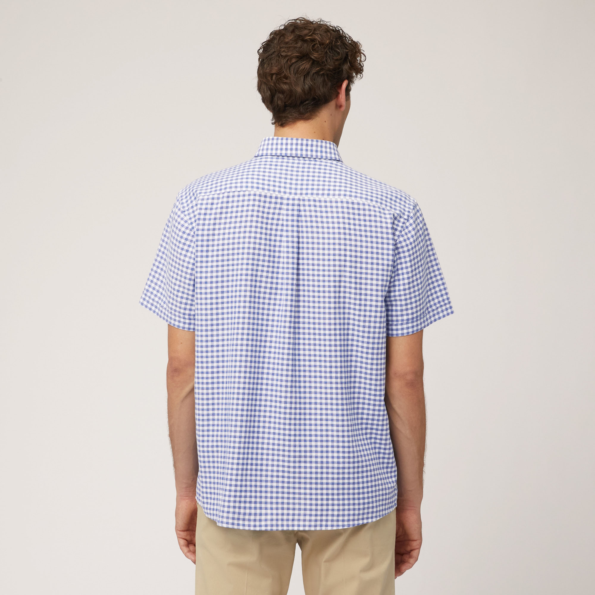 Checked Woven Cotton Short-Sleeved Shirt