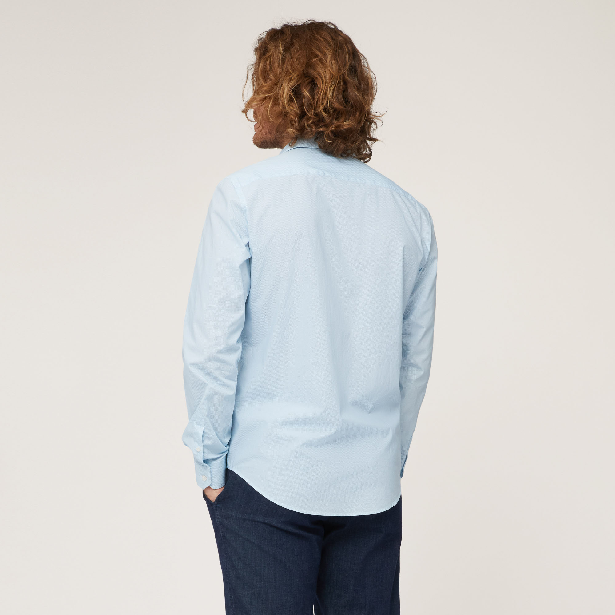 Printed Cotton Poplin Shirt, Cobalt blue, large image number 1