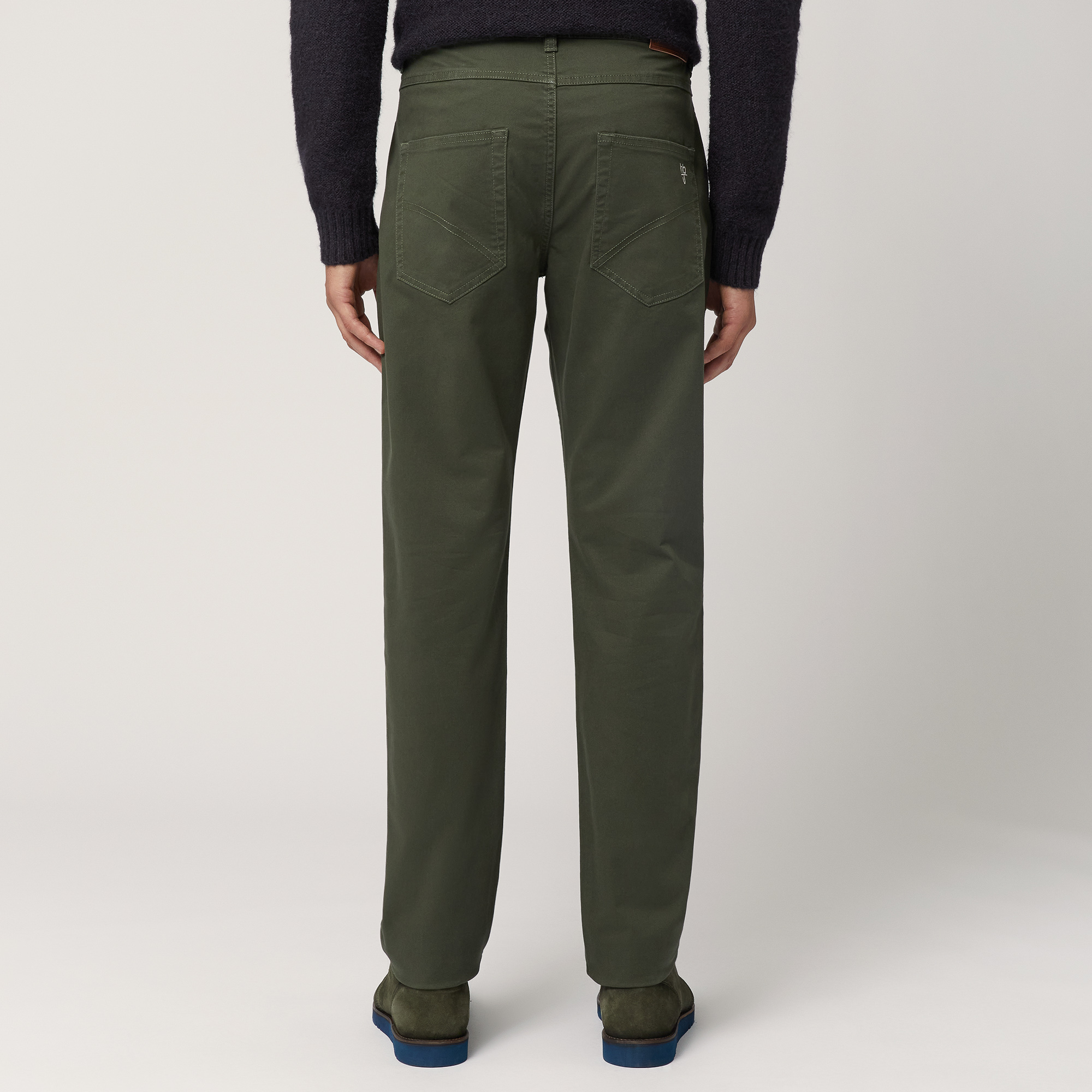 Pantaloni Narrow In Cotone, Verde, large image number 1