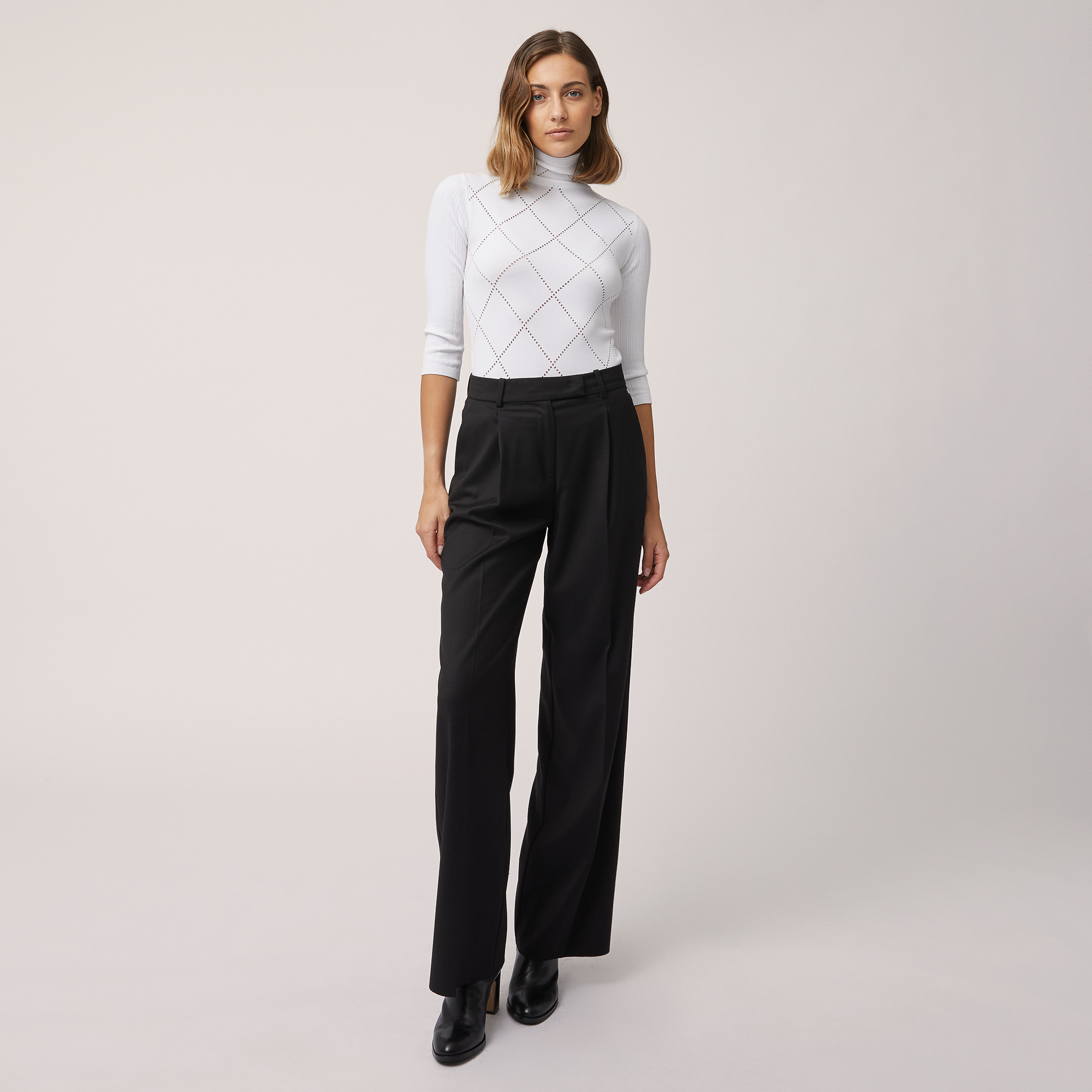 Pants with Pleats, Black , large image number 3