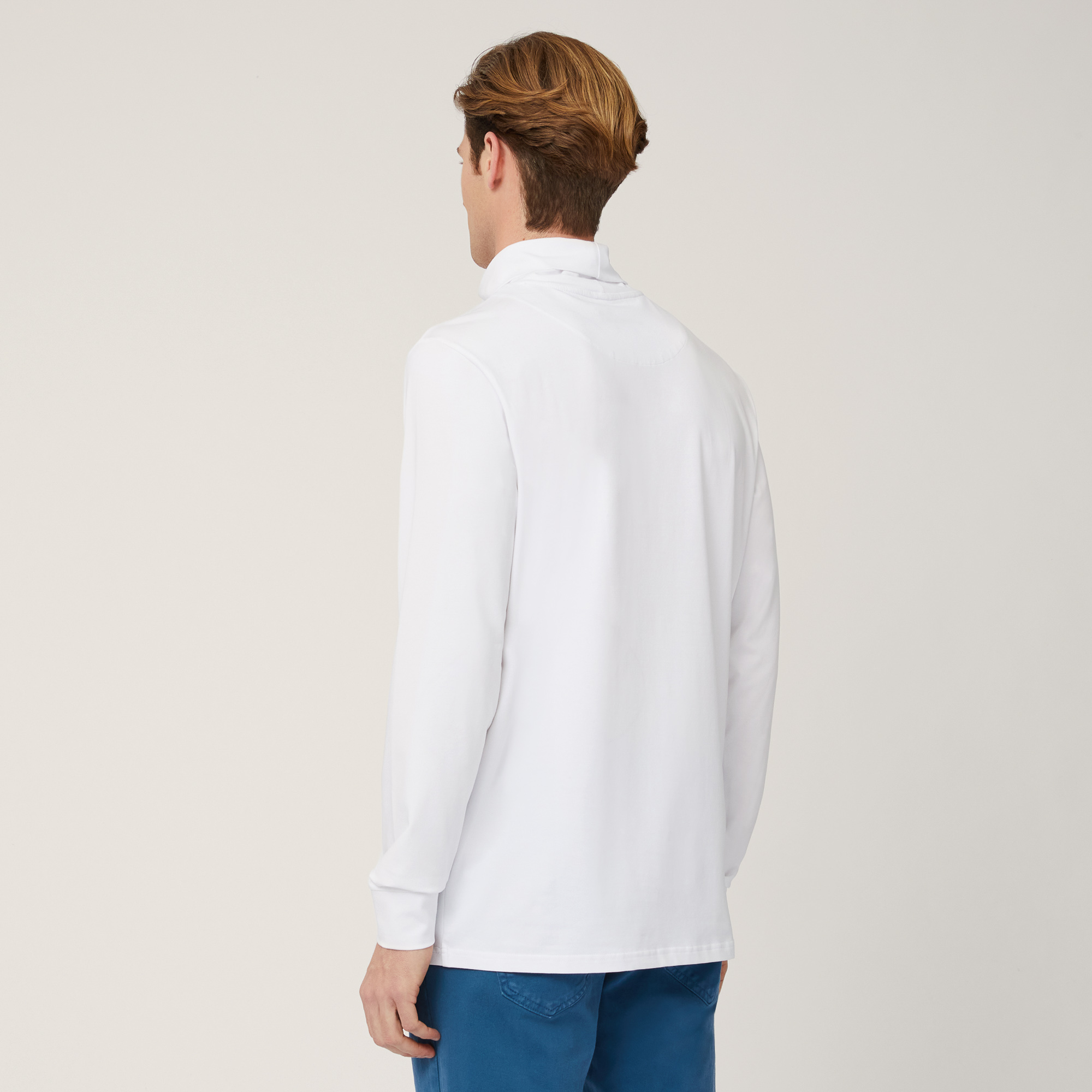 High-Neck Sweater with Logo, White, large image number 1