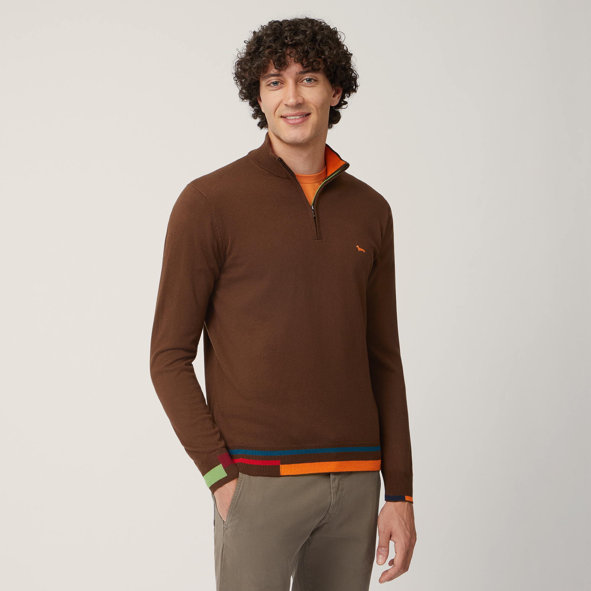 Pullover with Half-Zipper Collar