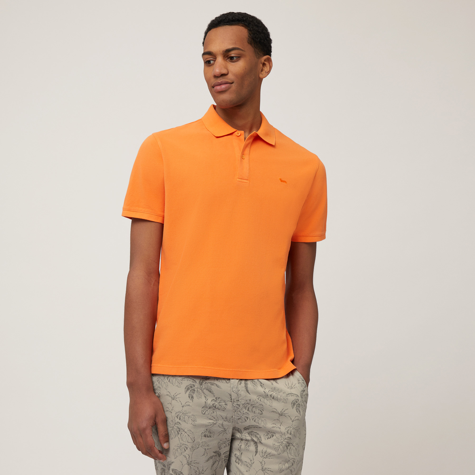 Polo regular de algodón, Naranja, large