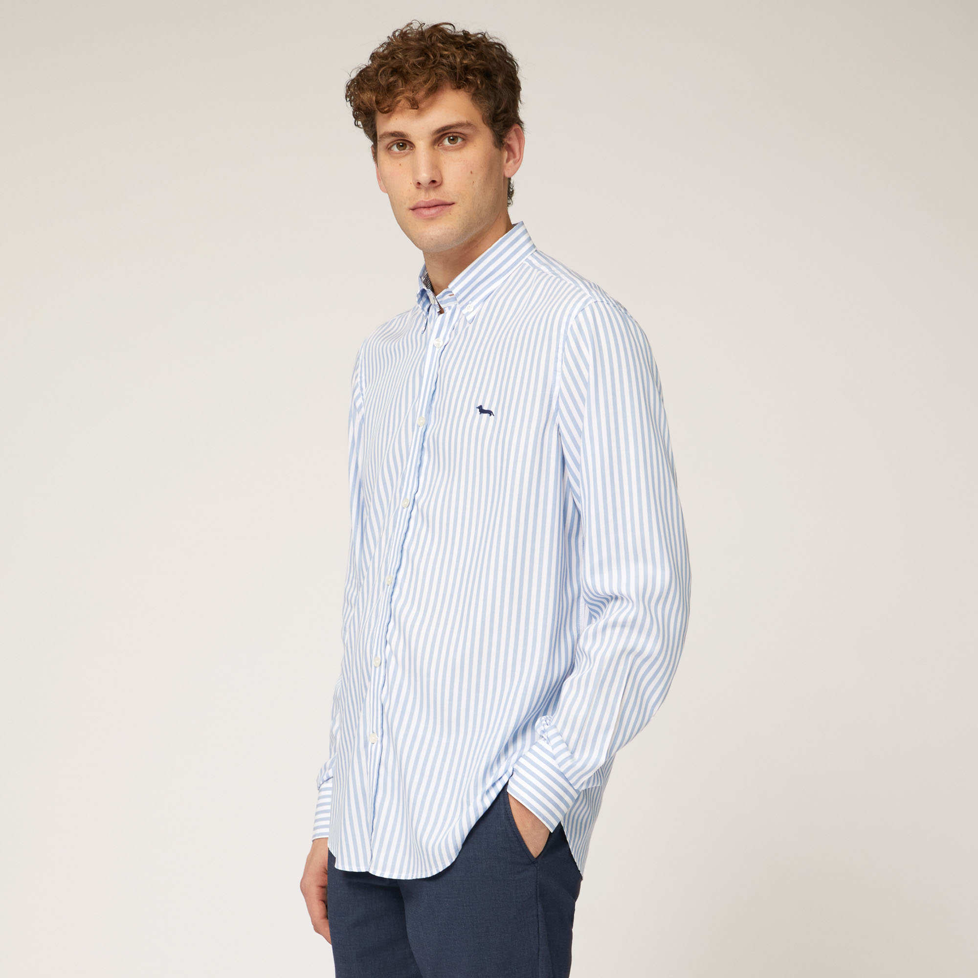 Striped Tencel Shirt, Cobalt blue, large image number 0