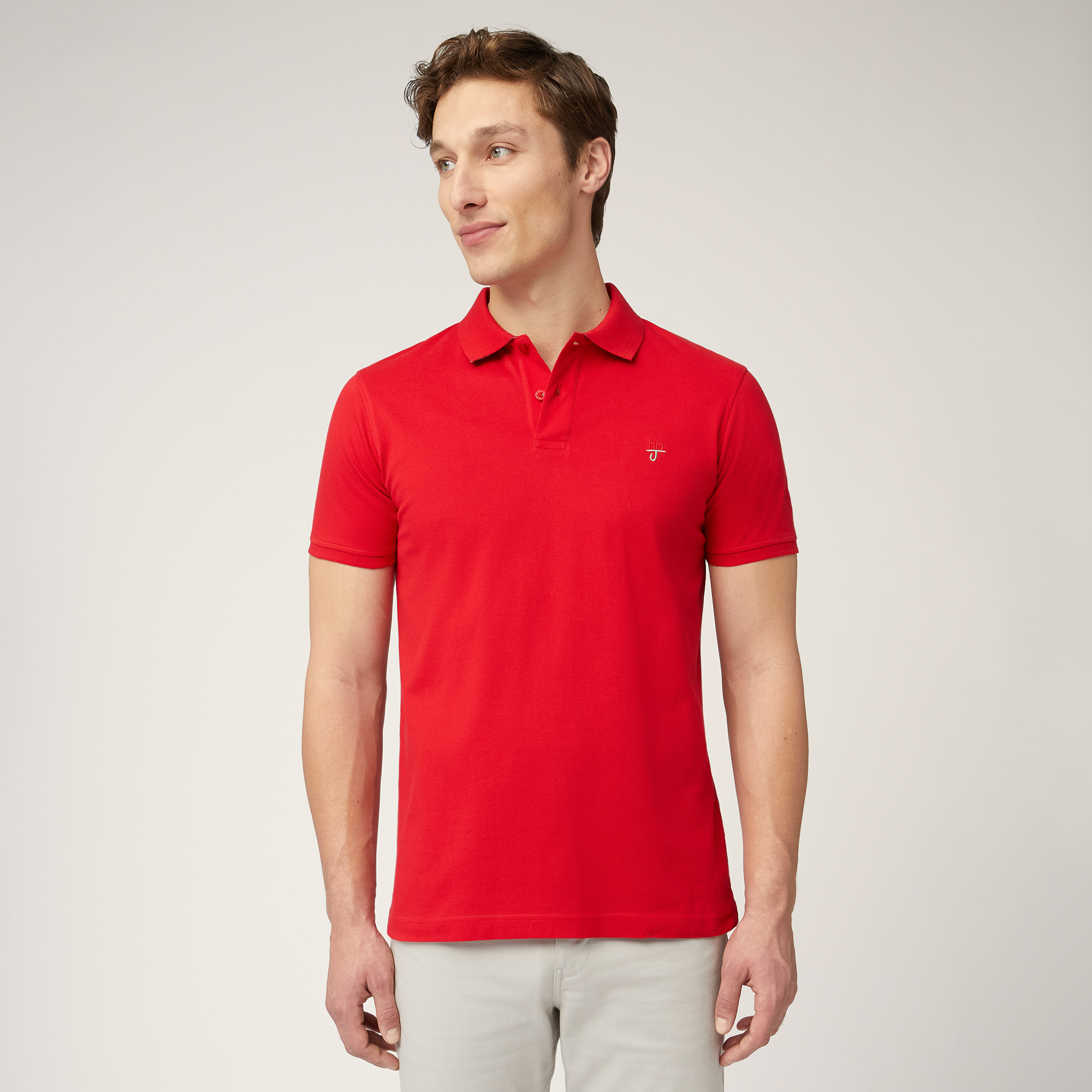 Narrow-Fit Cotton Polo, Red, large