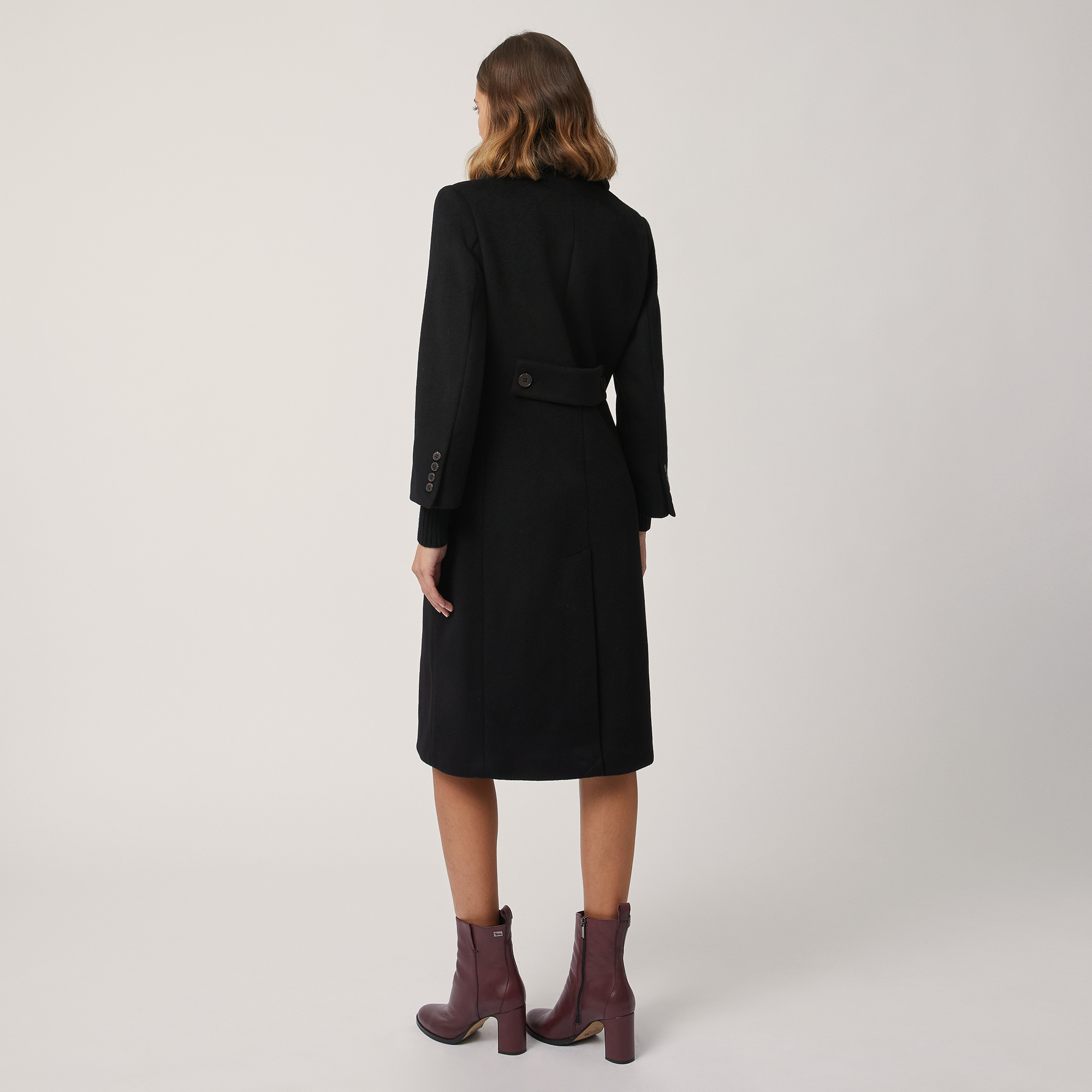 Coat with Ribbed Collar