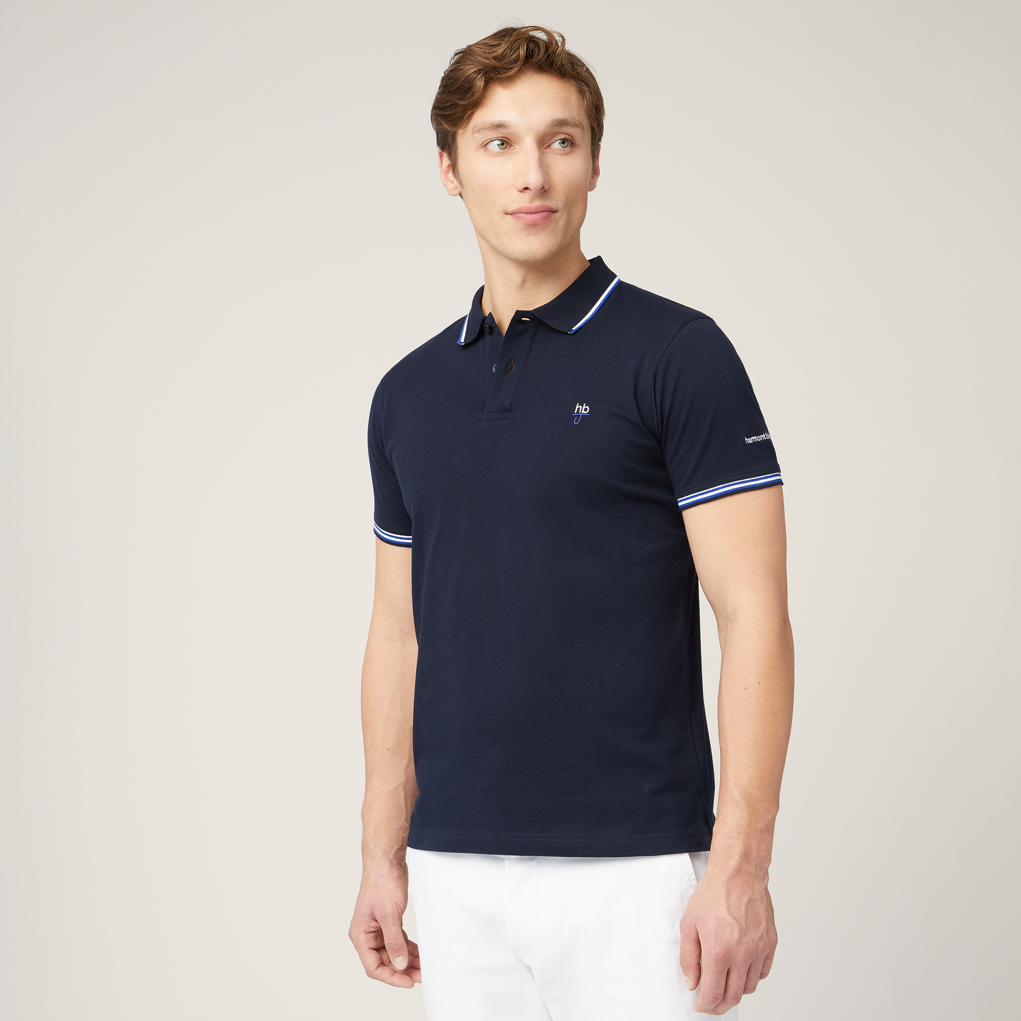 Polo with Contrasting Stripes, Red, large