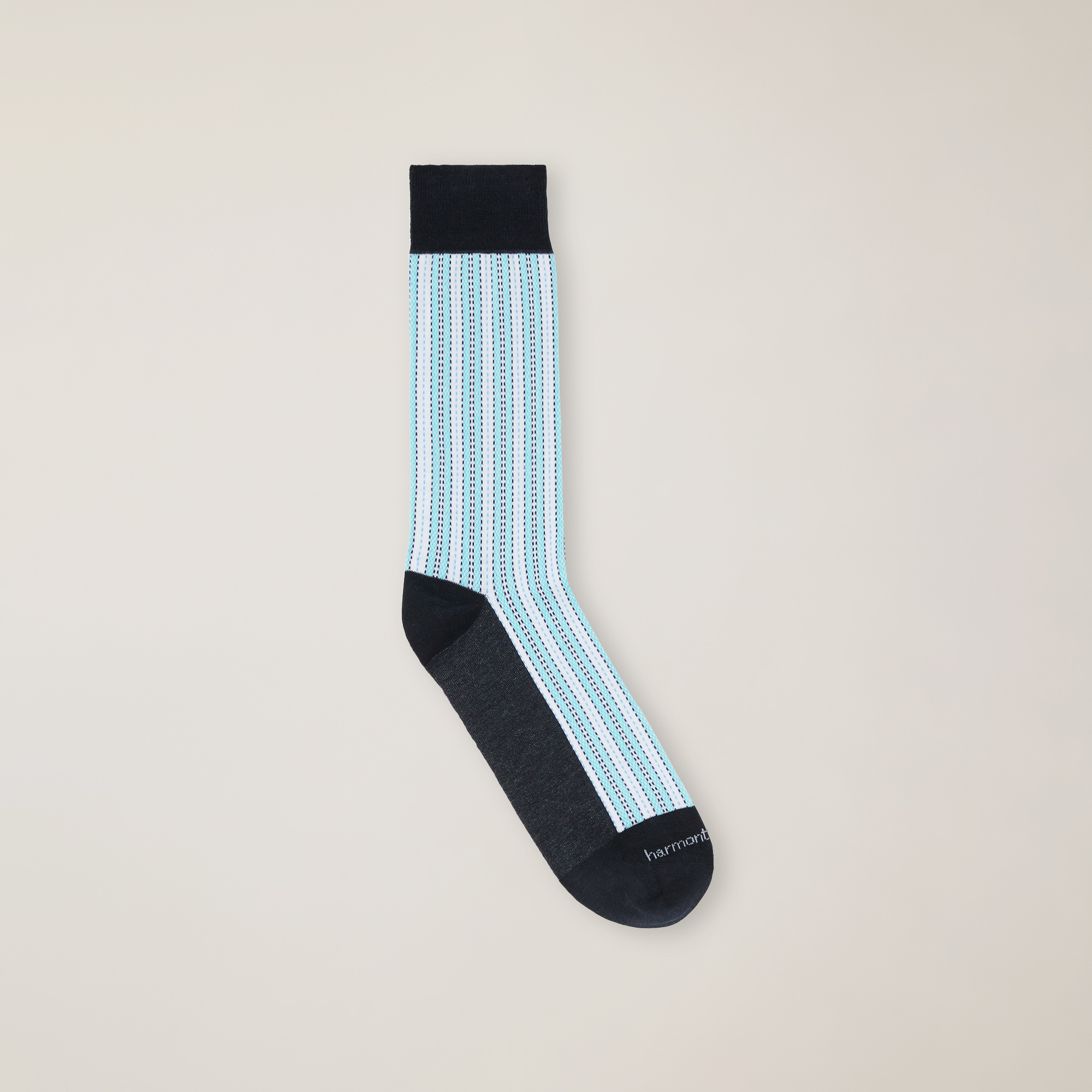 Short Socks with Even Stripes, Turquoise, large