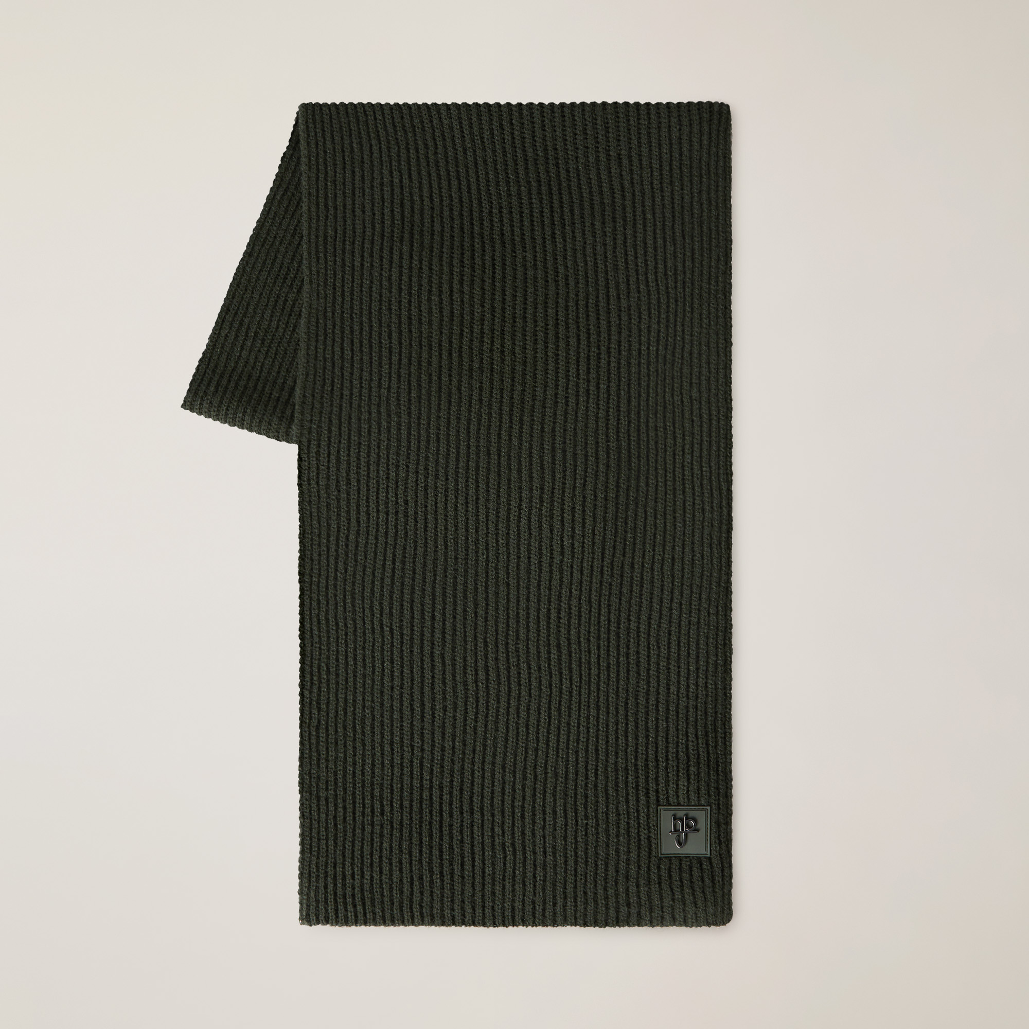 Ribbed Scarf with Monogram, Green, large image number 0