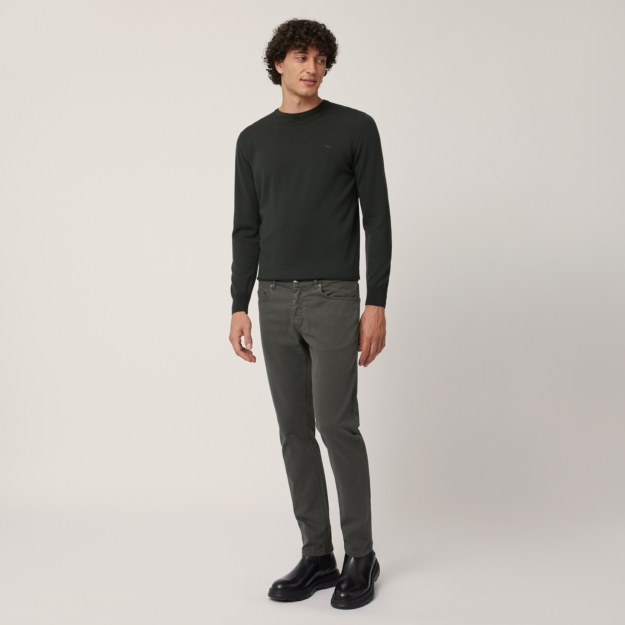 Narrow Five-Pocket Pants, Green, large image number 3