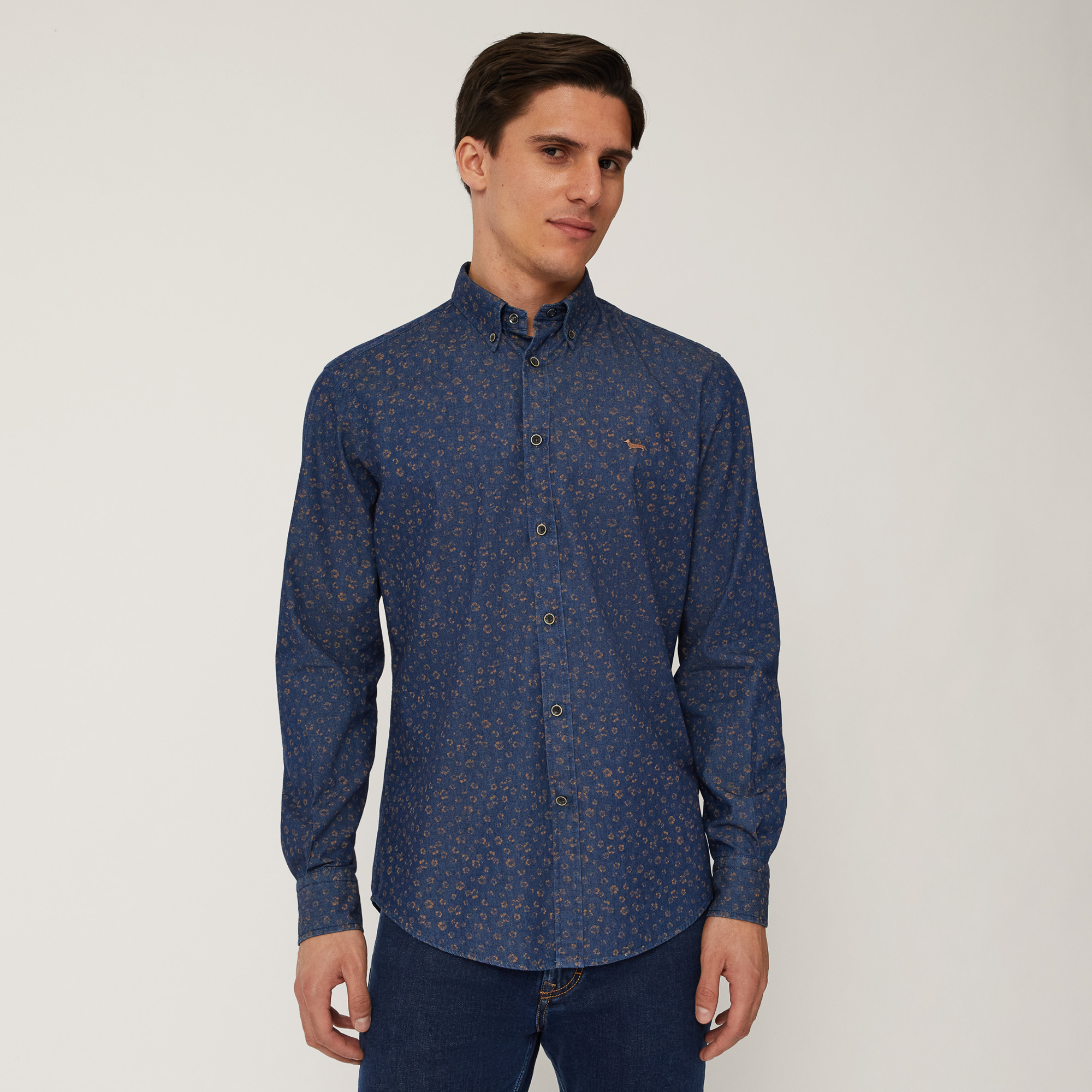 Shirt with All-Over Floral Pattern