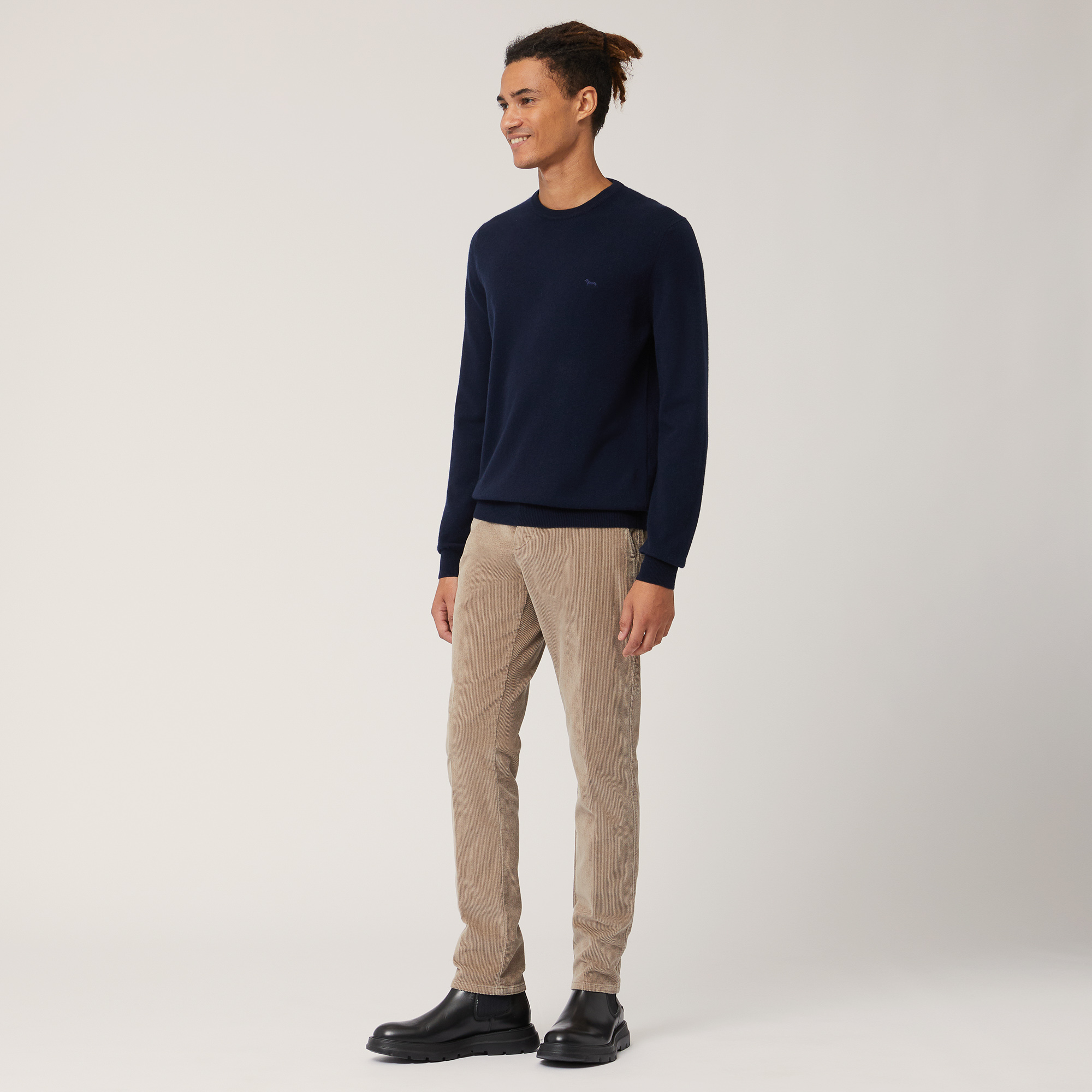 Cashmere Crew-Neck Pullover, Blu, large image number 3