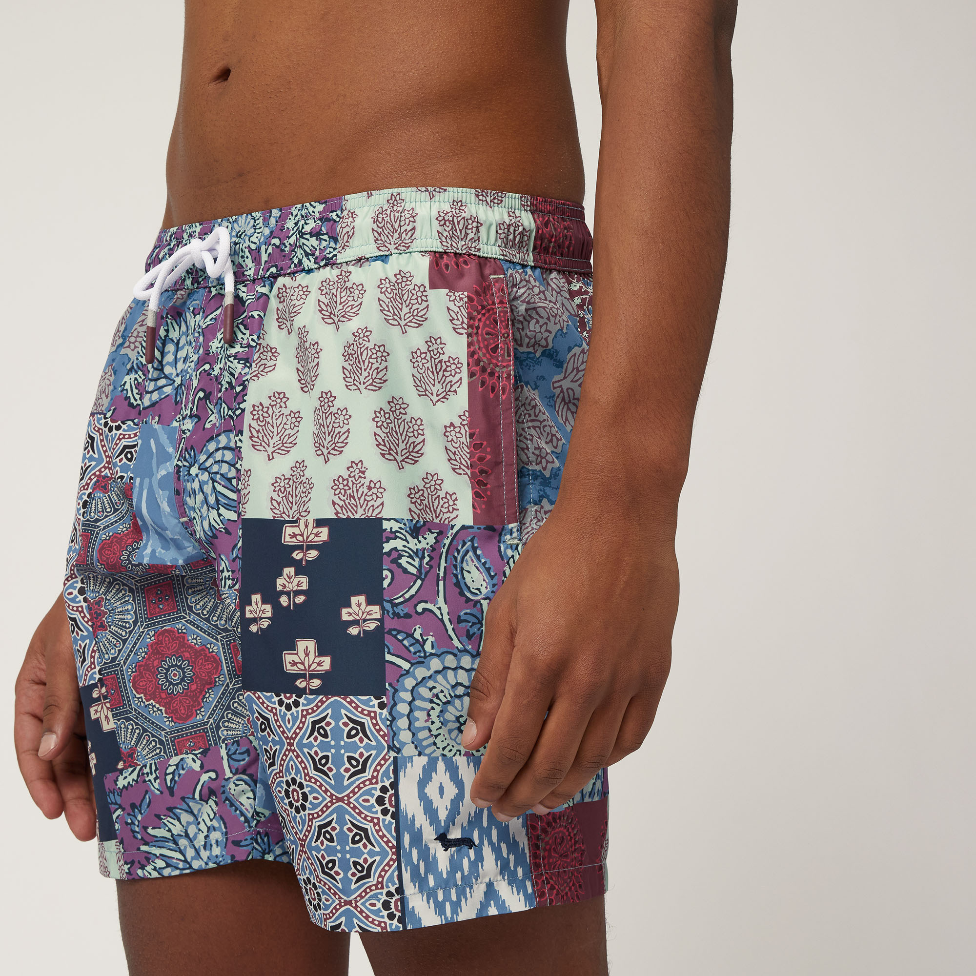 Batik Print Swim Trunks, Azzurro, large image number 2