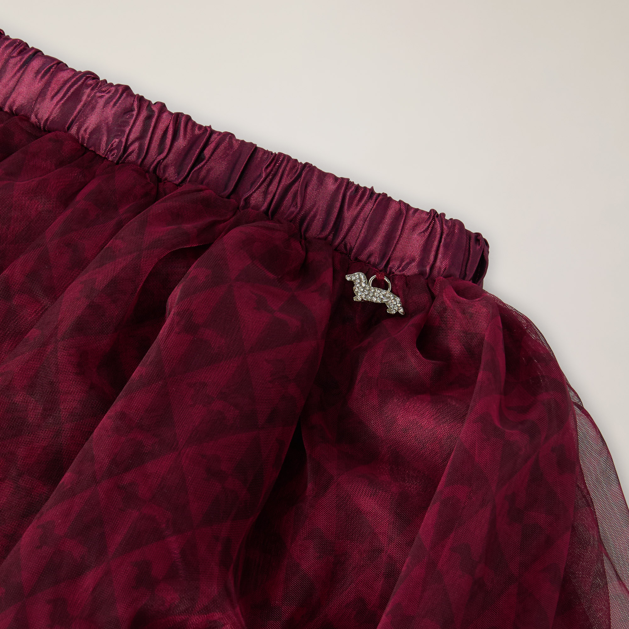 Tulle Skirt With Dachshund Geometric Print, Raspberry, large image number 2