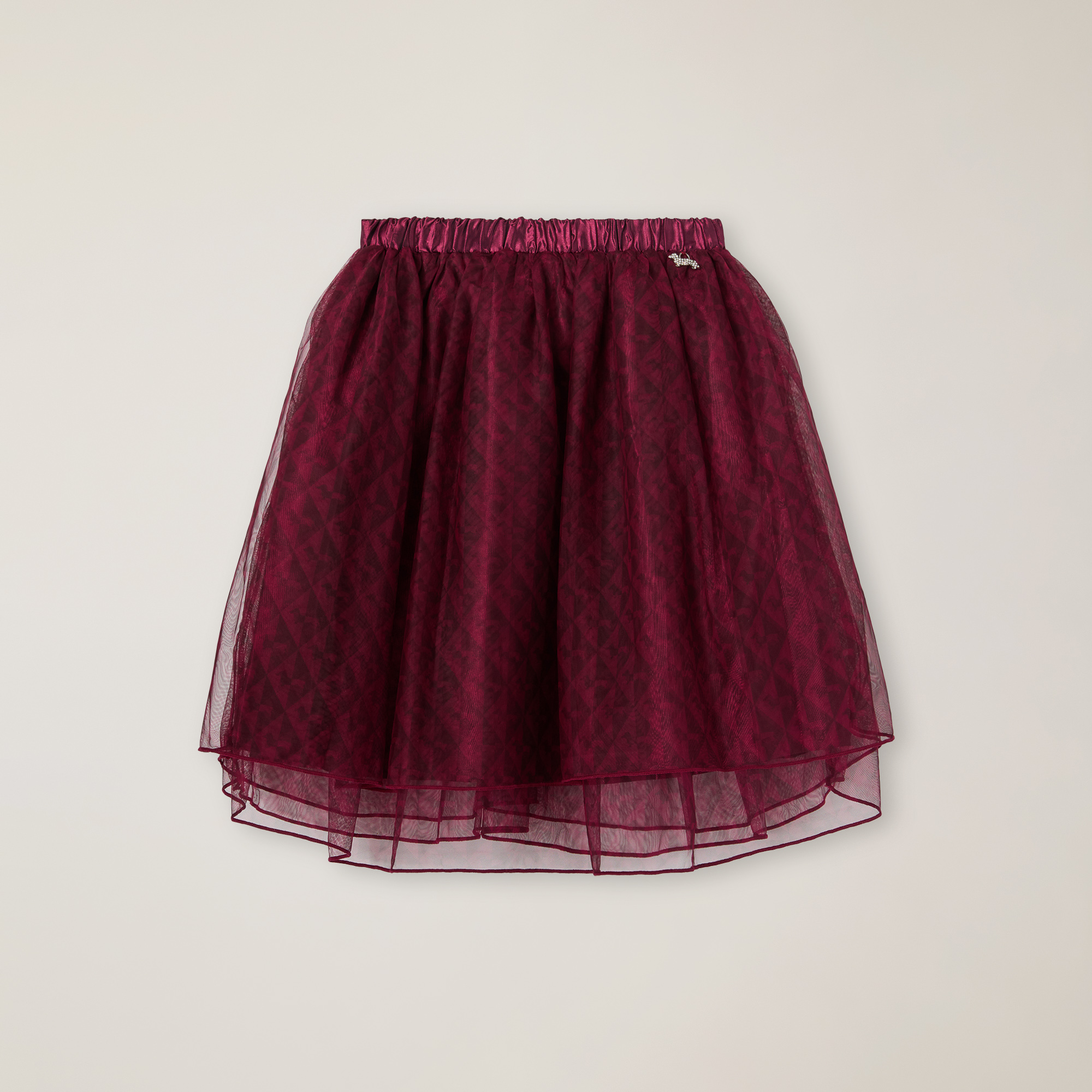 Tulle Skirt With Dachshund Geometric Print, Raspberry, large image number 0