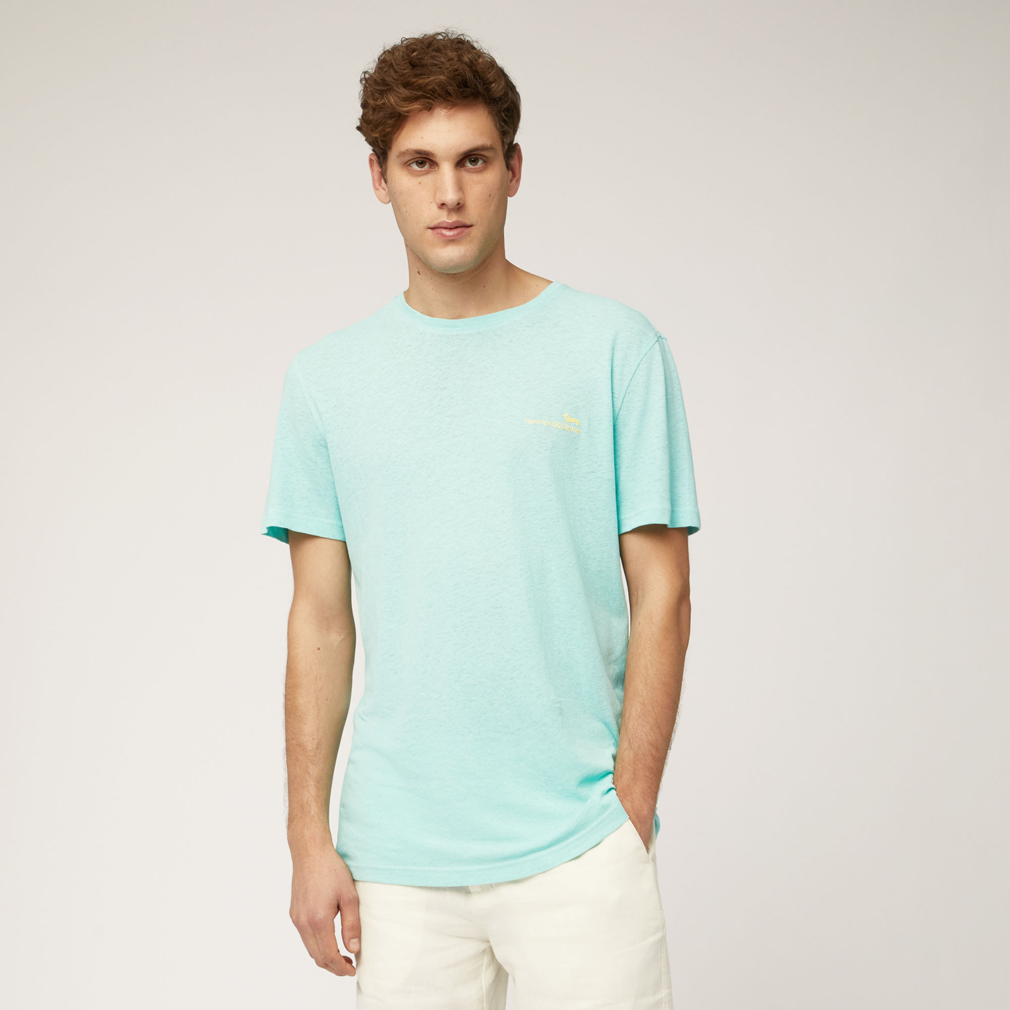 Linen and Cotton T-Shirt, Light Blue, large