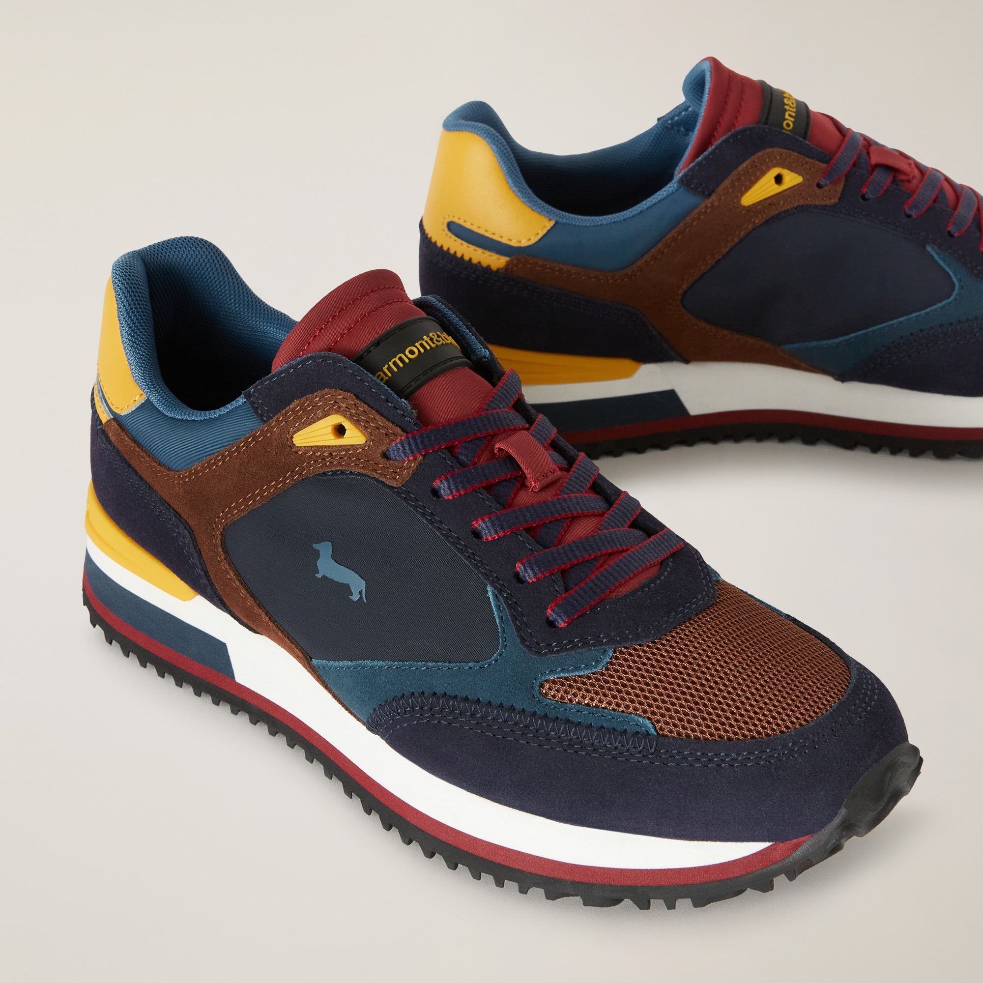 Levante Sneaker with Inserts, Blue/Burgundy, large image number 3