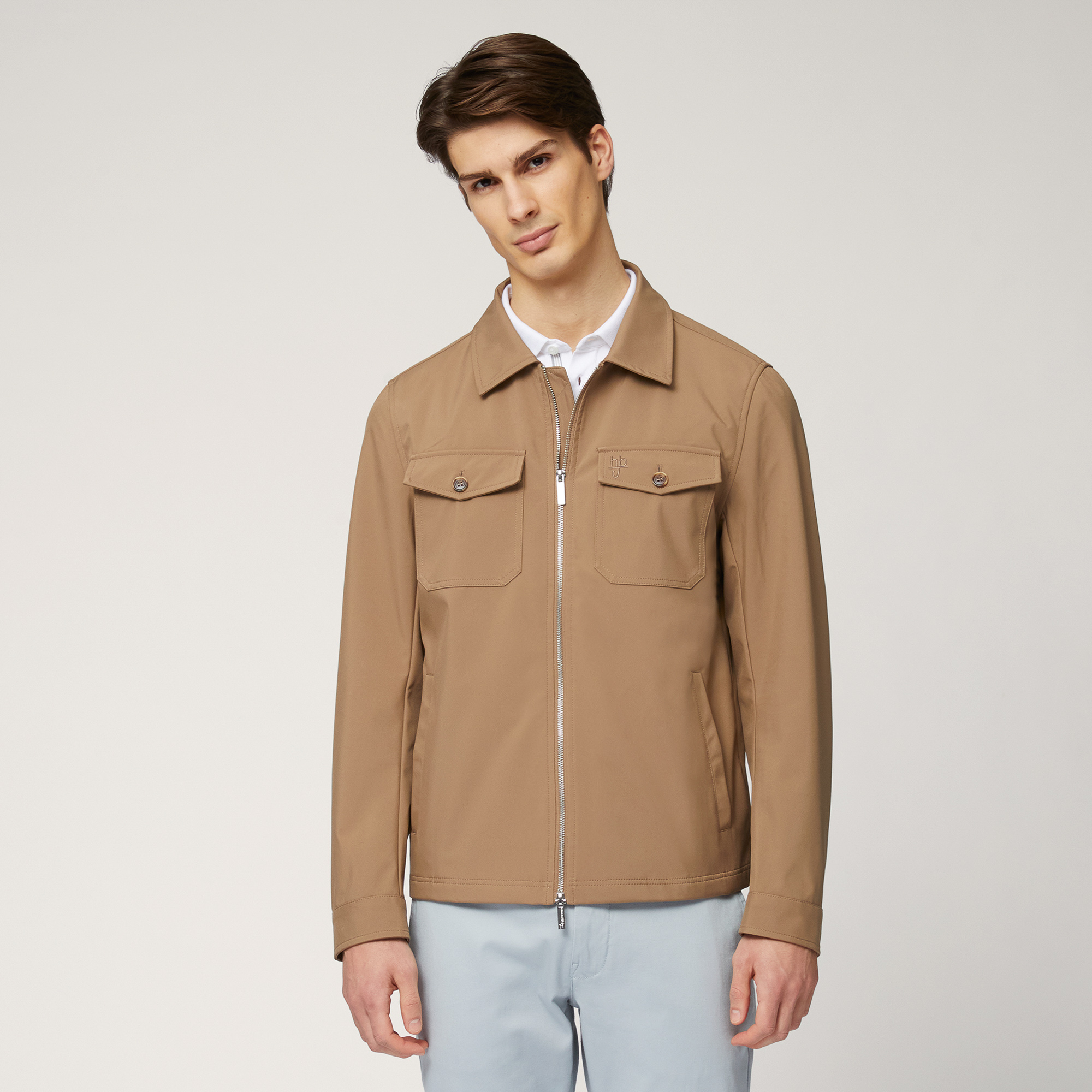 Soft Shell Jacket With Pockets, Light Brown, large image number 0