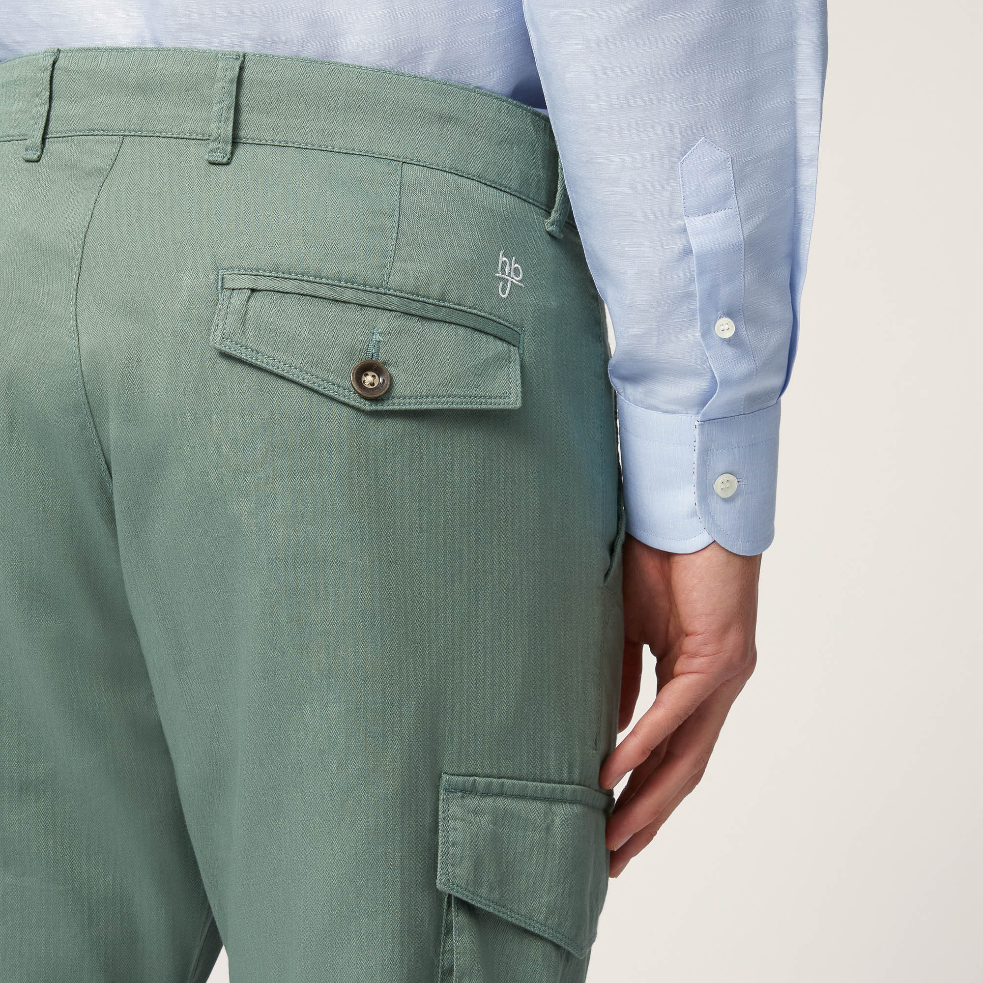 Pantaloni Chino Tasche Cargo, Verde Lichene, large image number 2