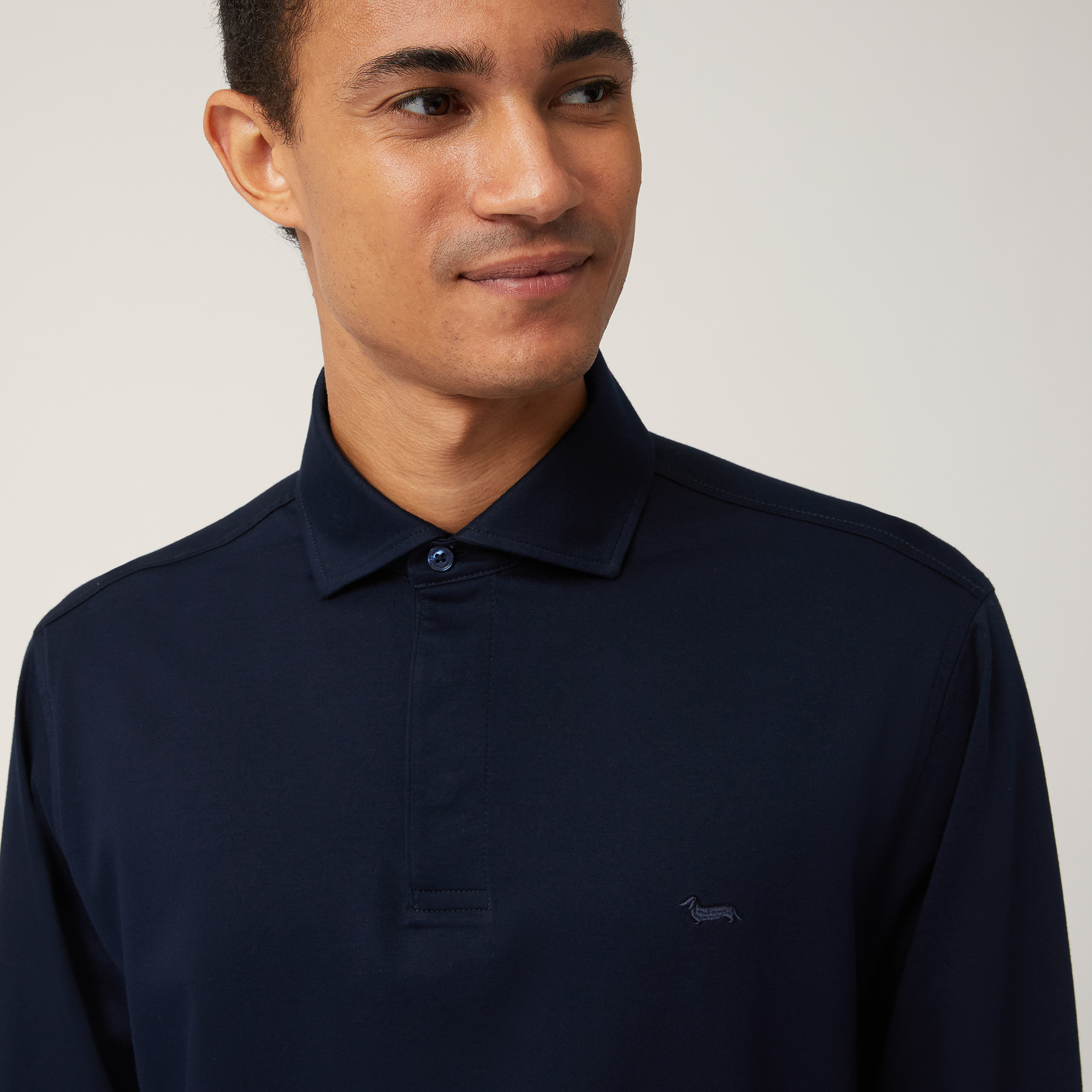 Long Sleeve Jersey Polo, Blu, large image number 2