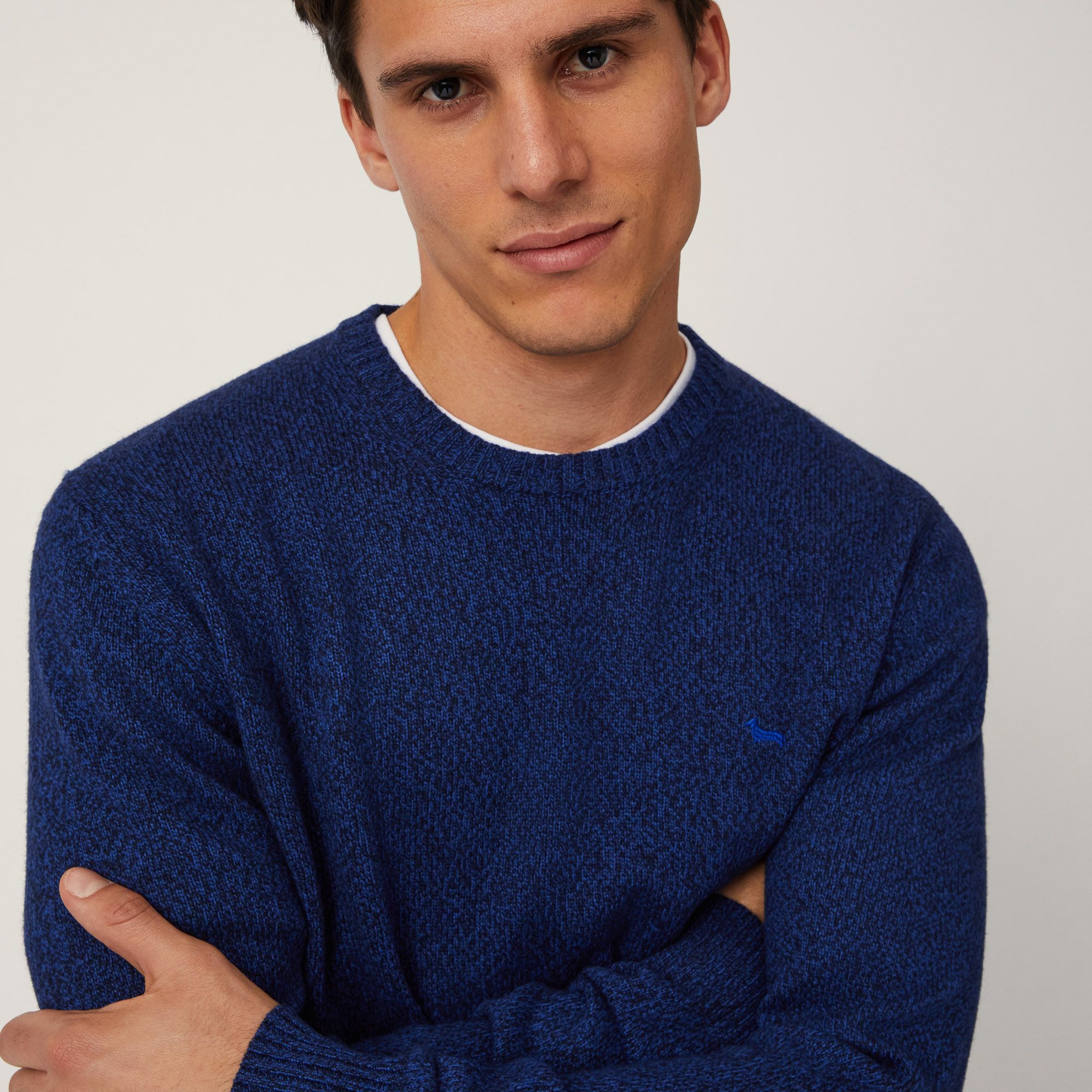 Mouliné Wool Blend Pullover, Blu, large image number 2