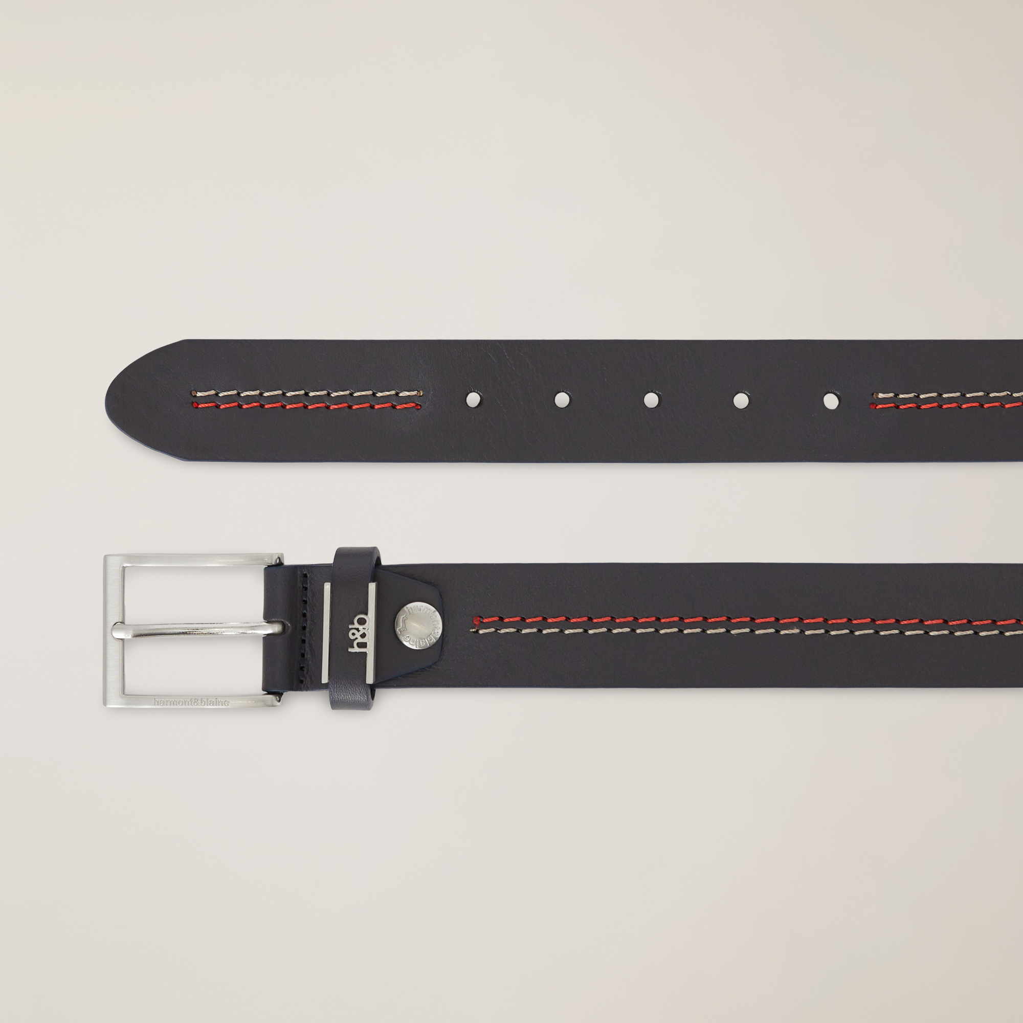 Leather Belt with Topstitching